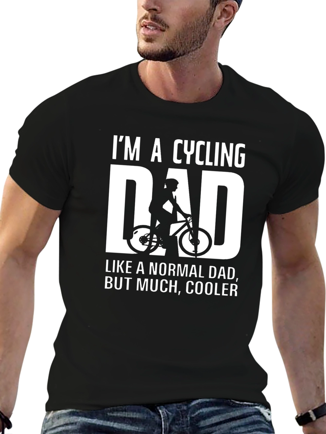 Black Cycling Dad T-Shirt - Cool Father's Day Gift view 6