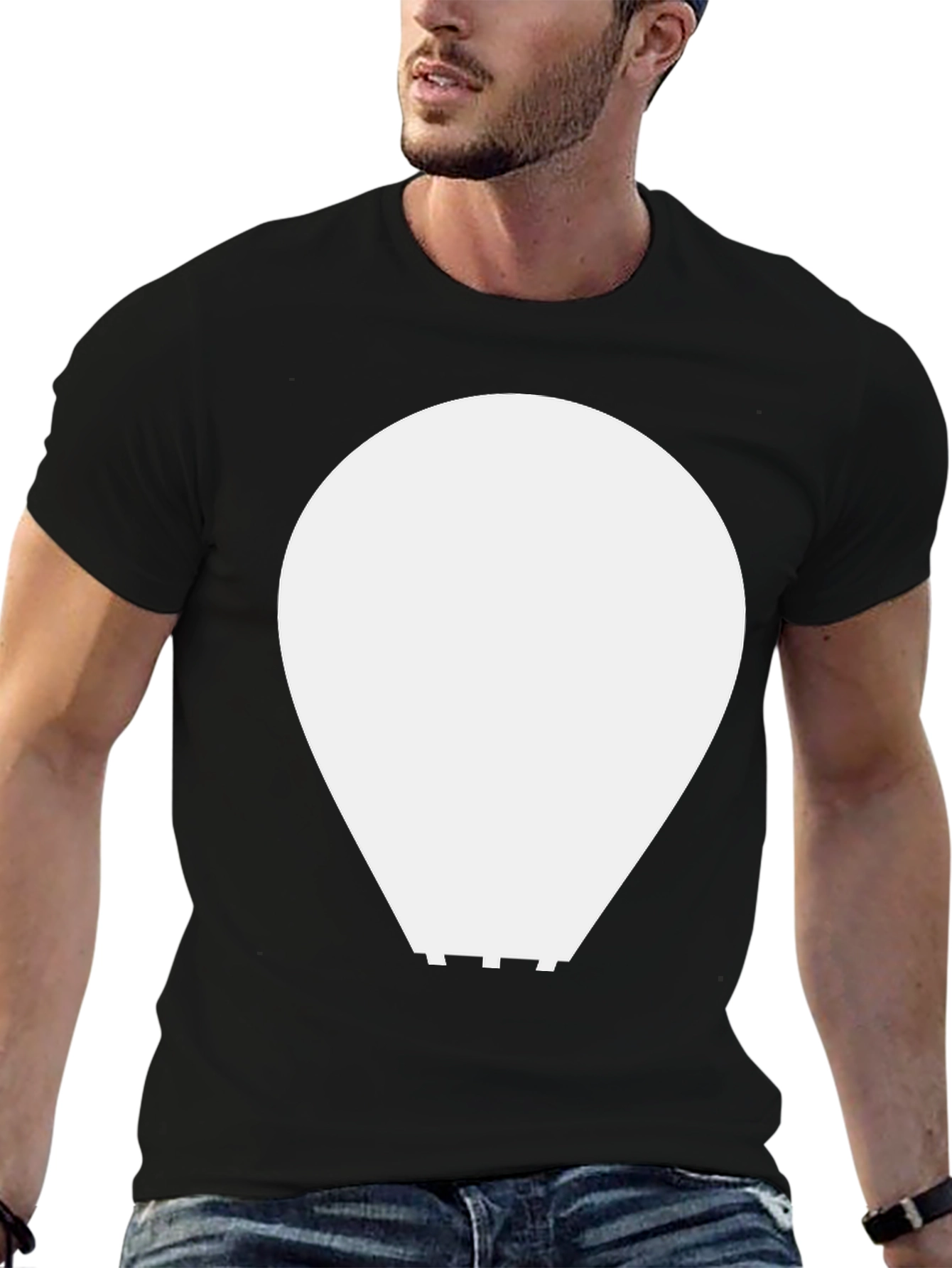 Black Abstract White Graphic on Black Crew Neck Tee view 6