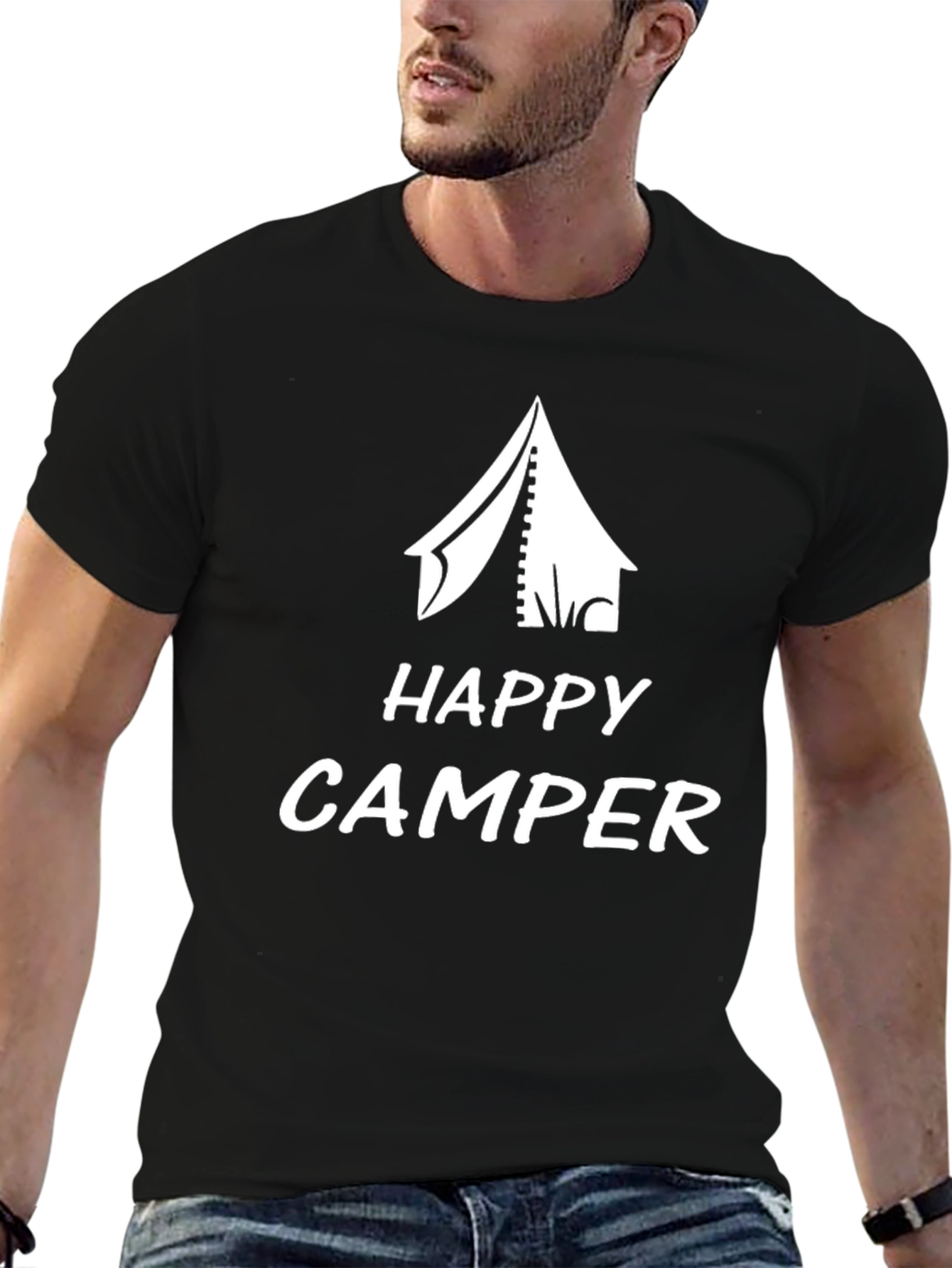 Black Happy Camper Black T-Shirt view 6