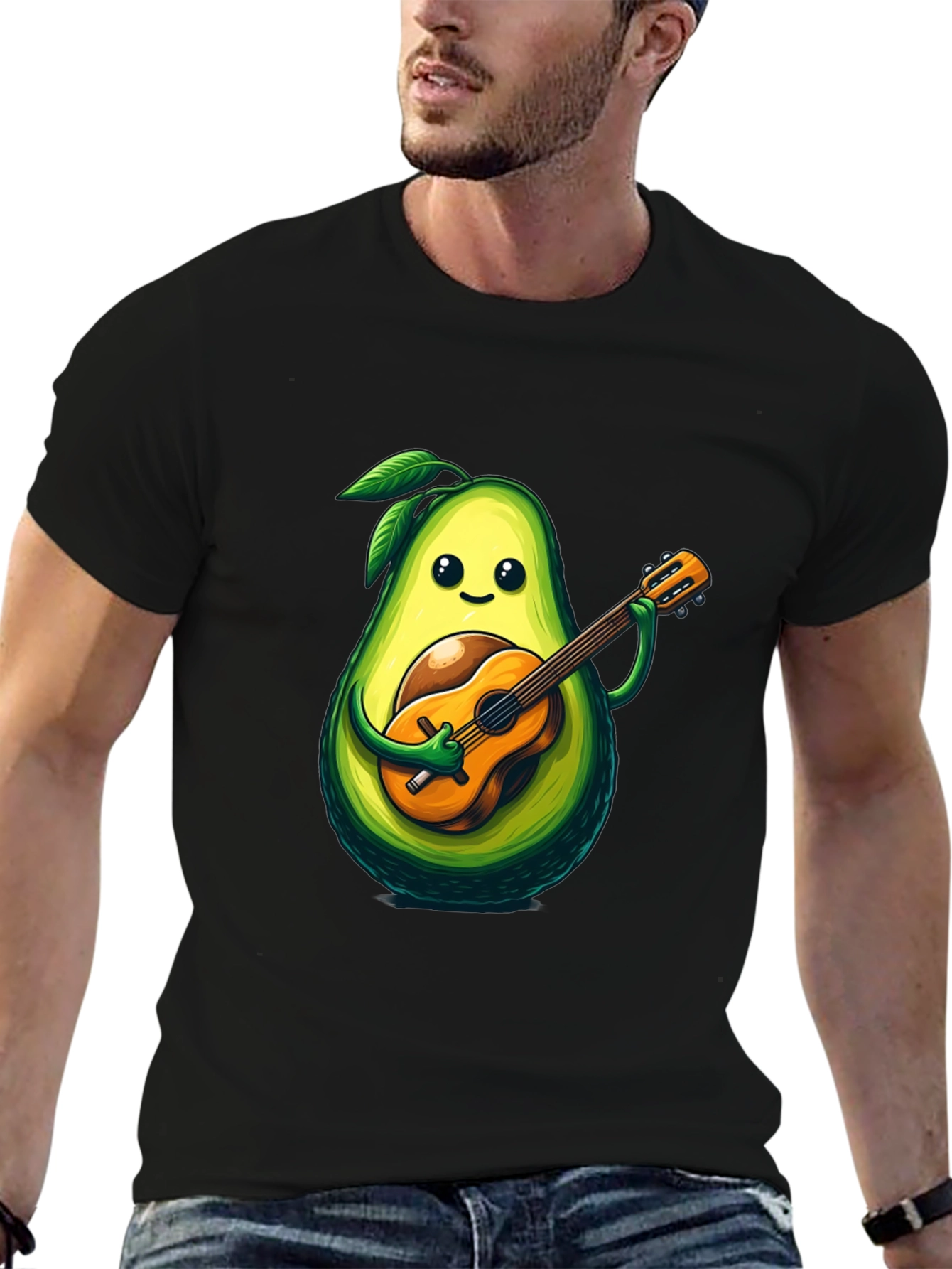 Black Avocado Guitar Player Graphic T-Shirt view 6