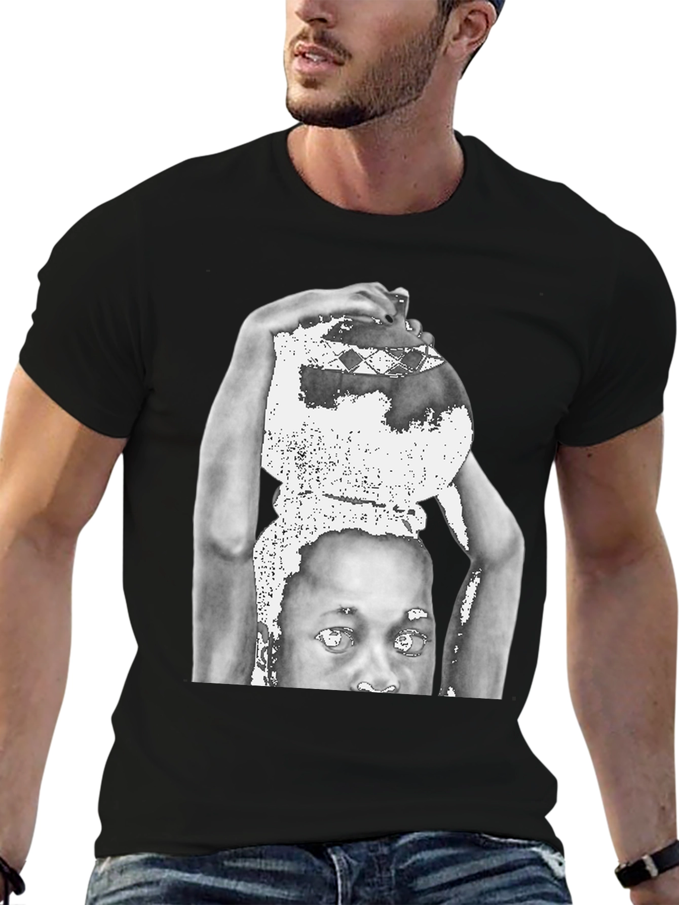 Black Graphic Print Black T-Shirt view 6