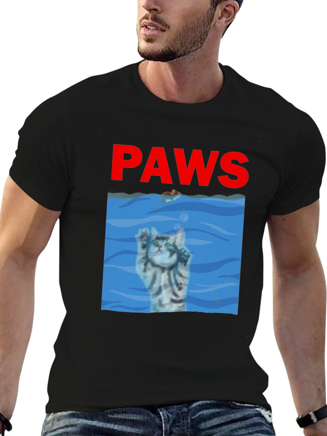 Black Paws Cat Parody T-Shirt  view 6