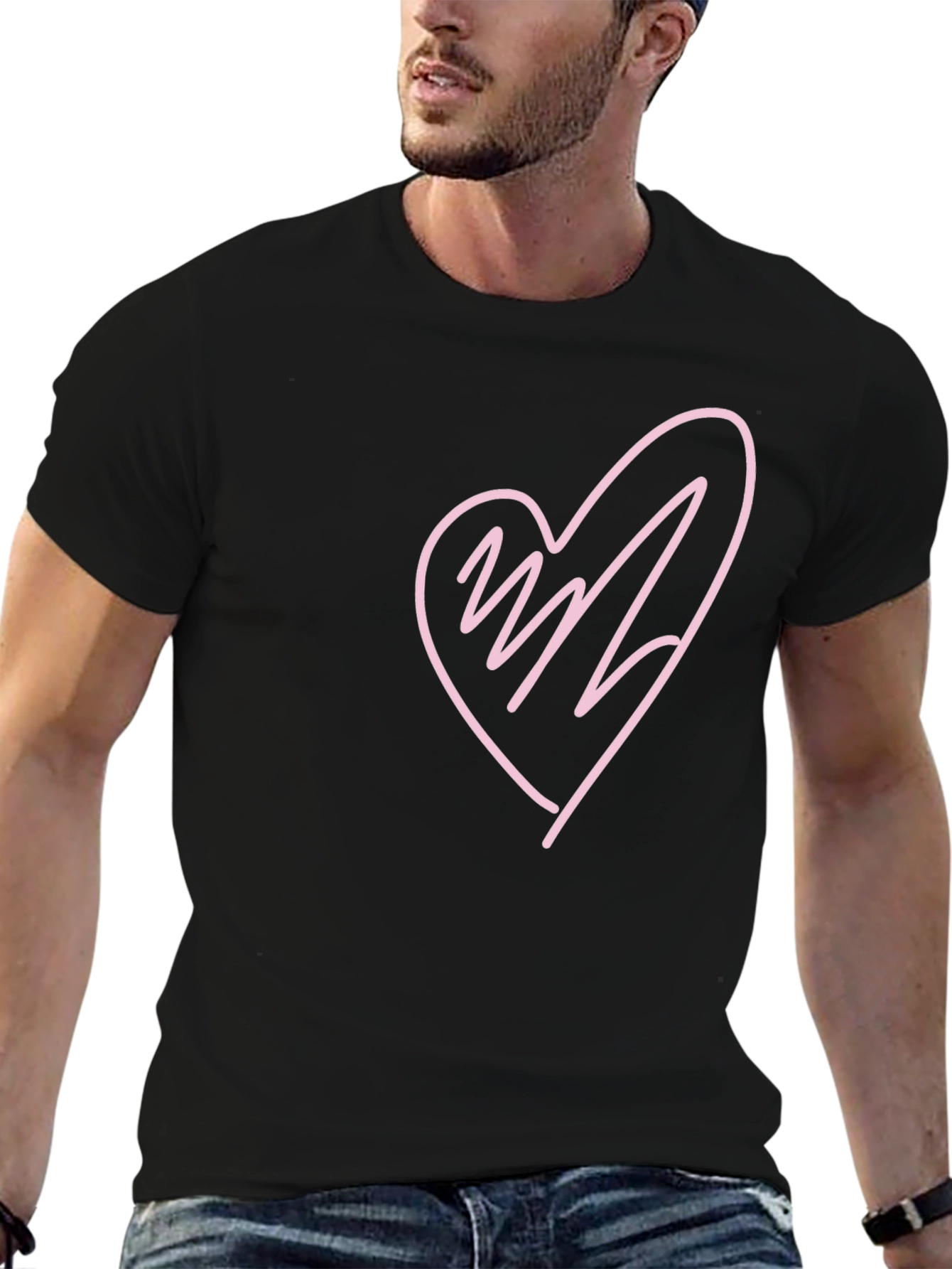 Black Heart Scribble Graphic T-Shirt - Black view 6