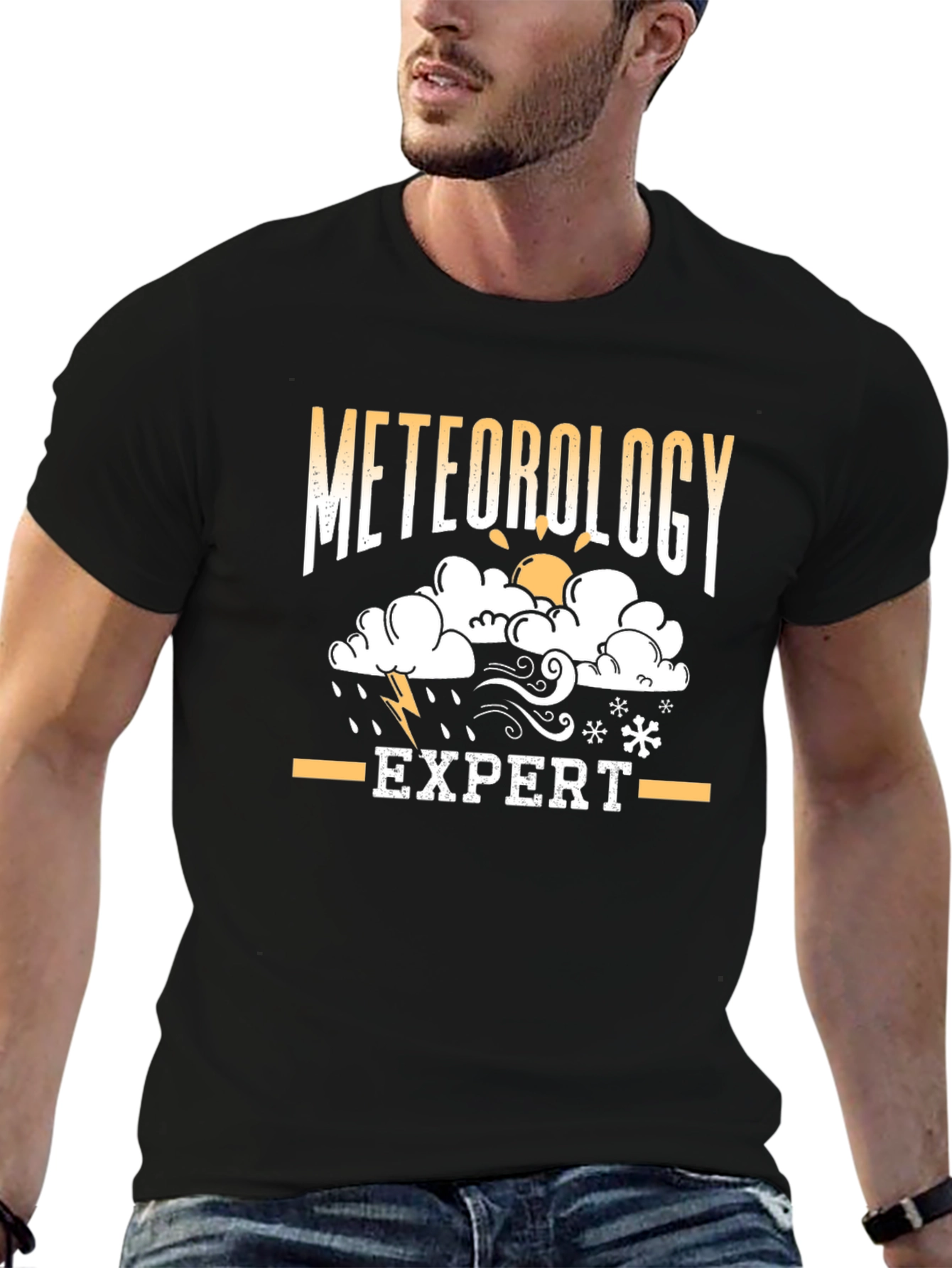 Black Meteorology Expert Black T-Shirt - Weather Geek Gift view 6