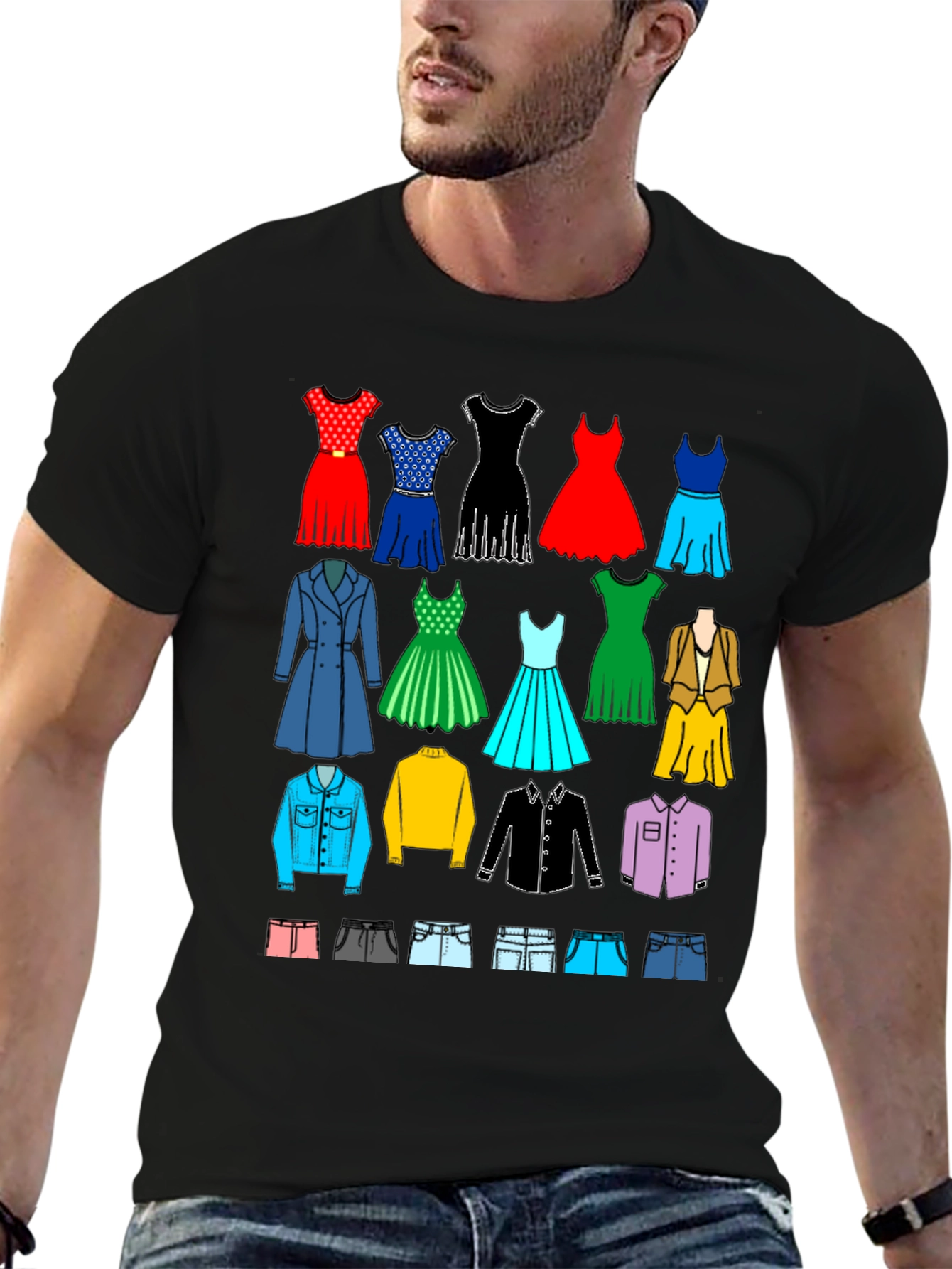 Black Apparel Collage Black T-Shirt view 6