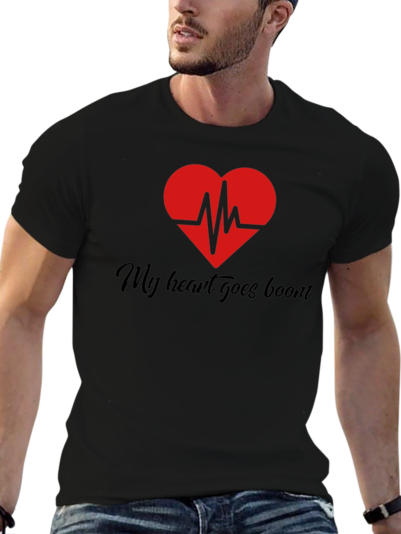 Black My Heart Goes Boom Graphic T-Shirt view 6