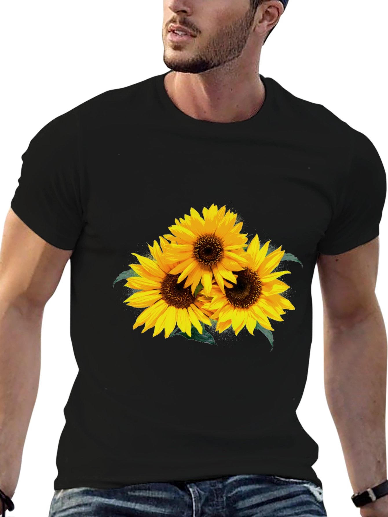 Black Sunflower Graphic Tee - Stylish Black T-Shirt view 6