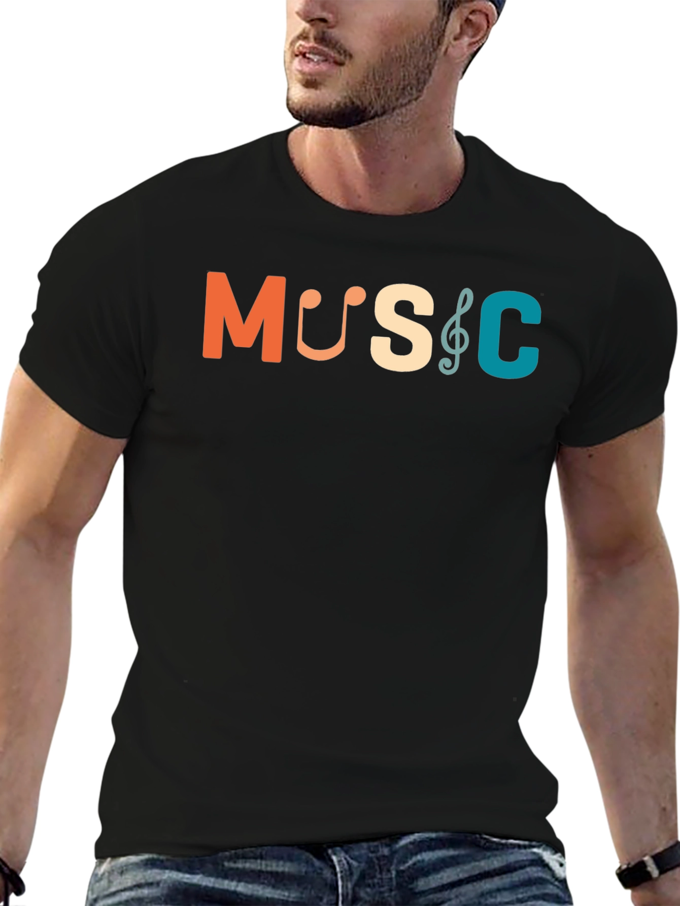 Black Music Themed Graphic T-Shirt | Soft Cotton Blend Tee view 6