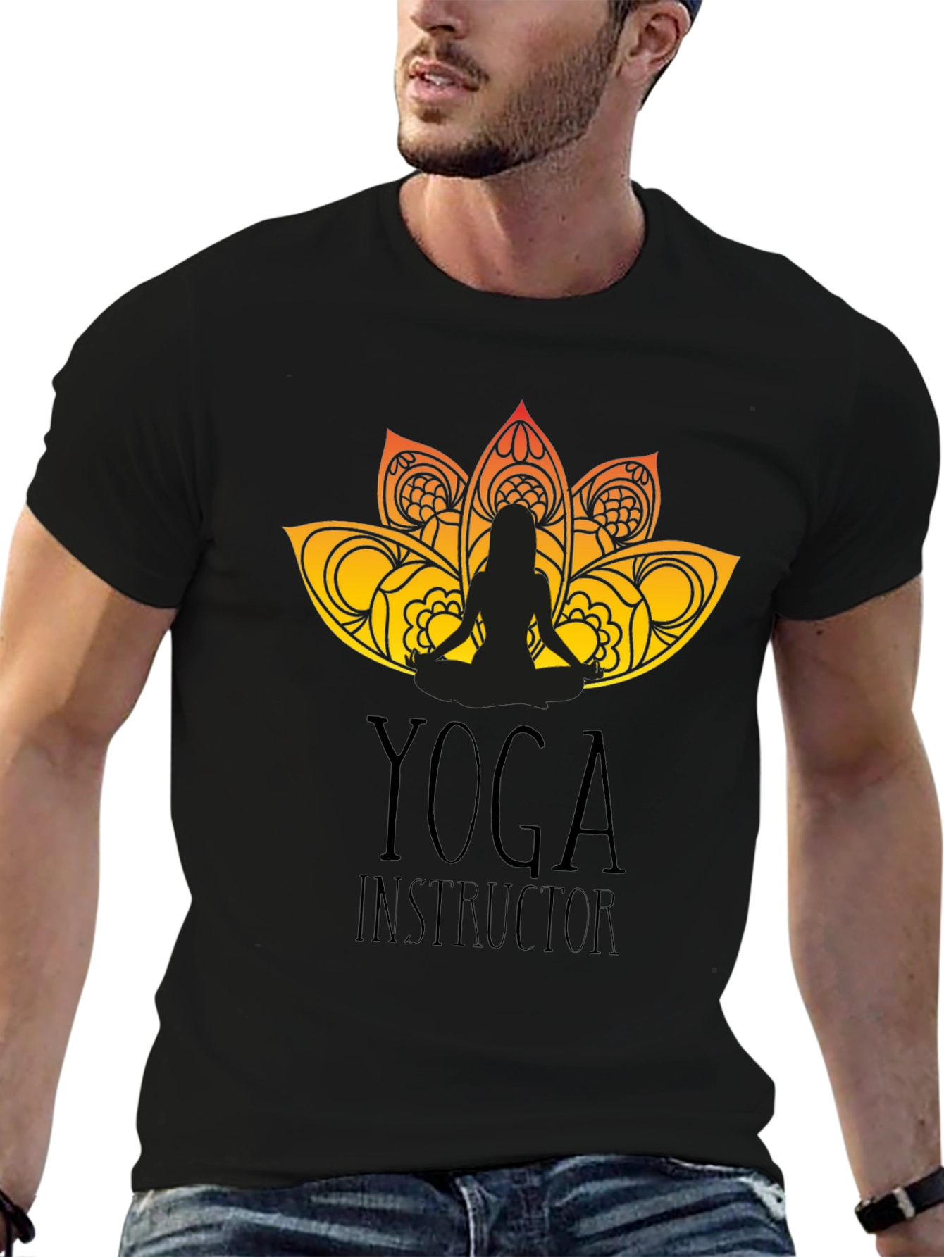 Black Yoga Instructor Graphic Black T-Shirt view 6