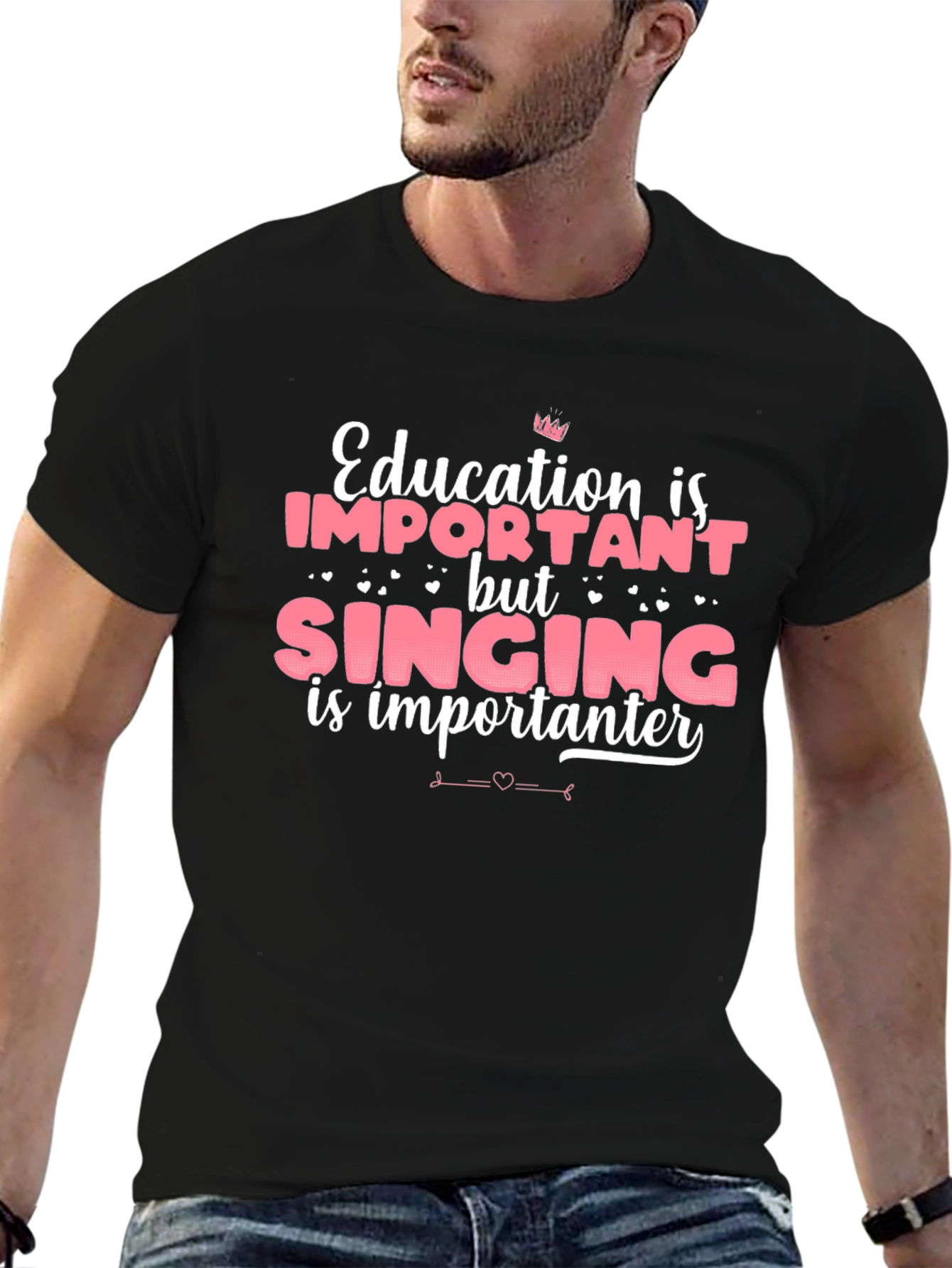 Black Funny Singing is Importanter T-Shirt view 6