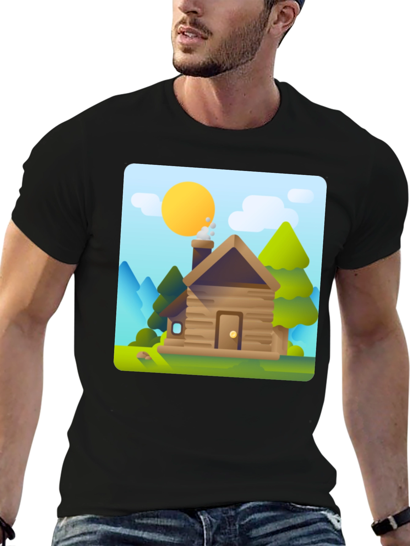 Black Cabin in the Woods Graphic Tee view 6