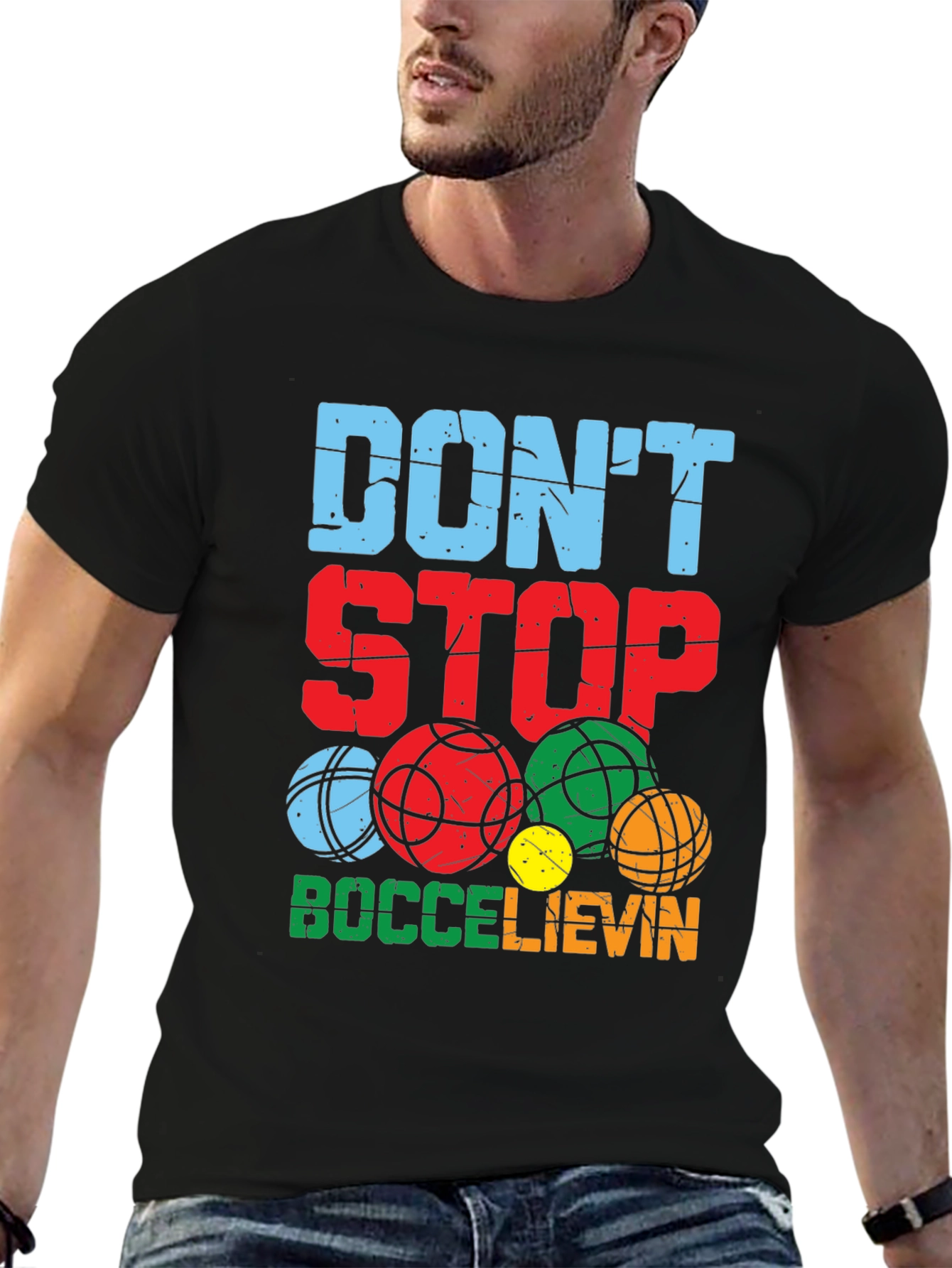 Black Don't Stop Boccelievin' T-Shirt view 6