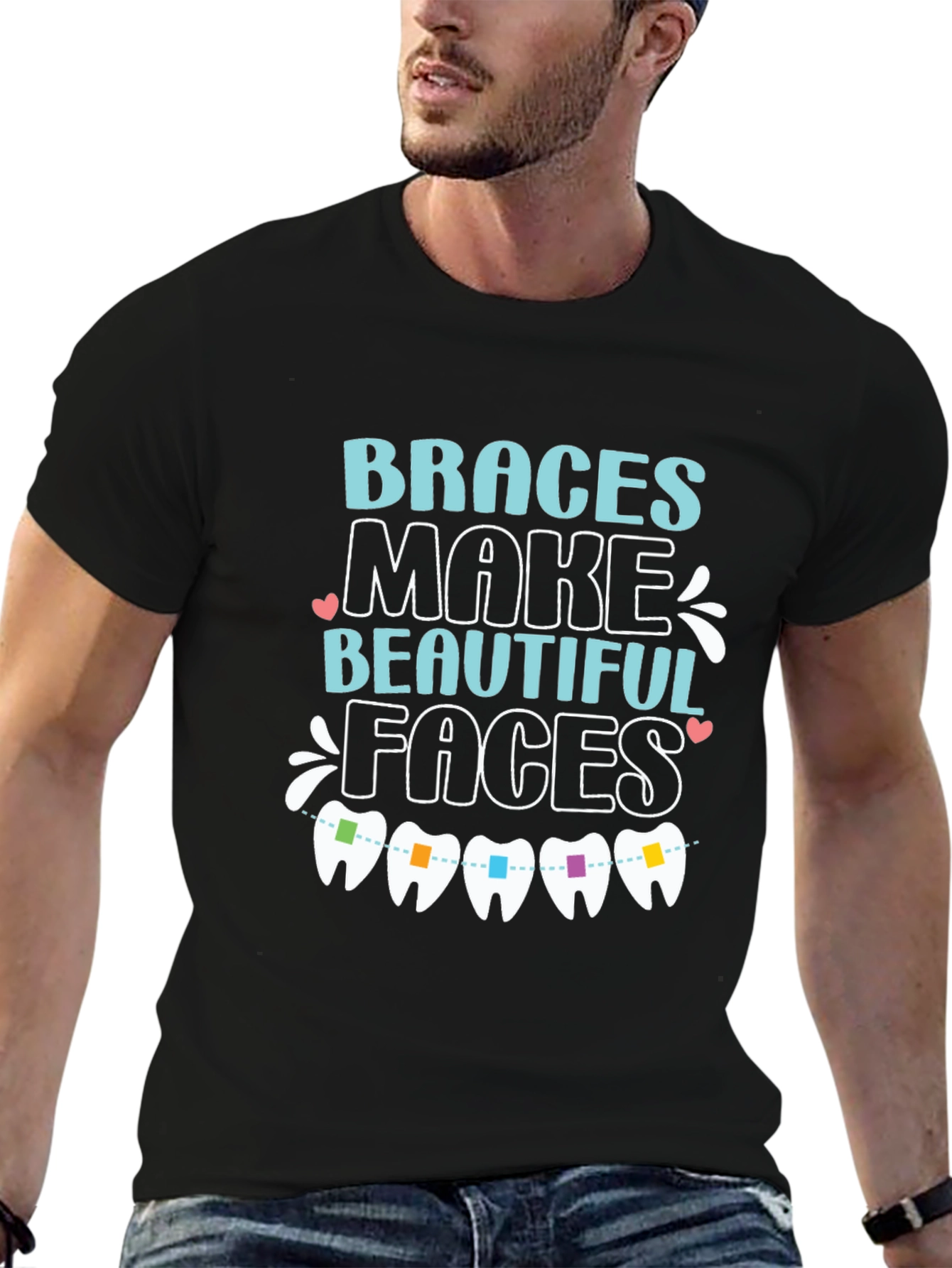 Black Braces Make Beautiful Faces T-Shirt view 6