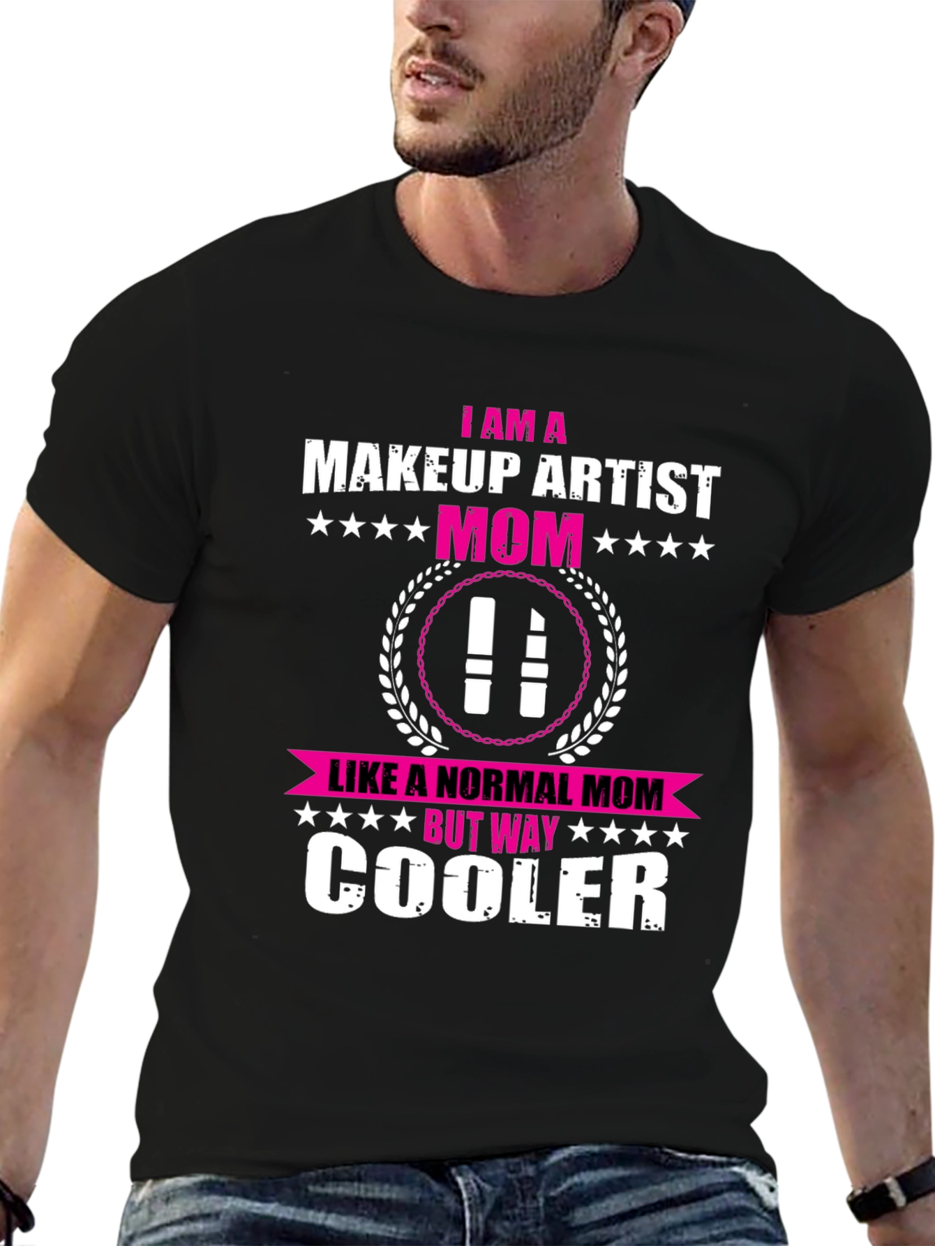 Black Makeup Artist Mom T-Shirt - Cool Mom Edition view 6