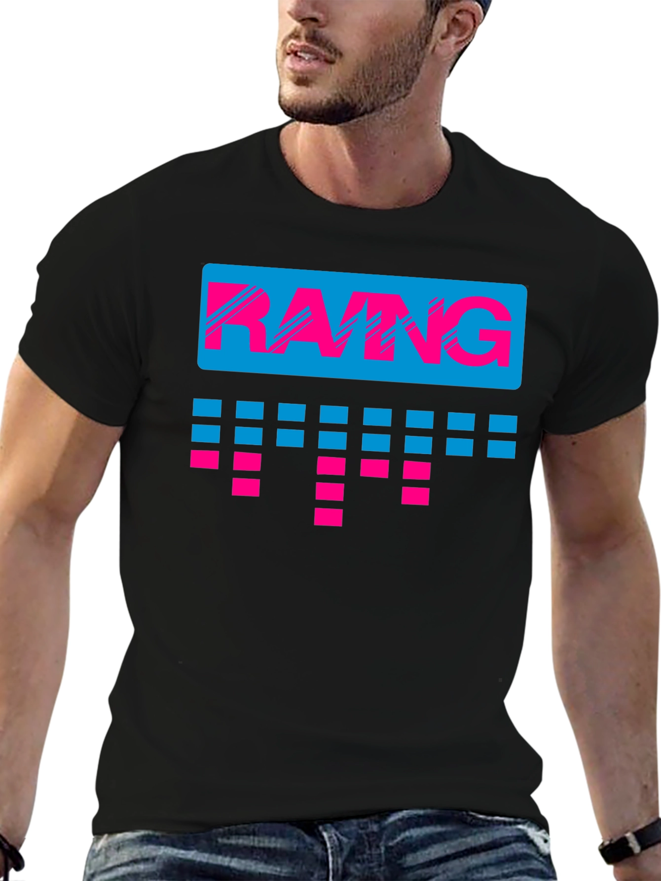 Black Retro RANG Graphic Tee - Cool 80s Style! view 6