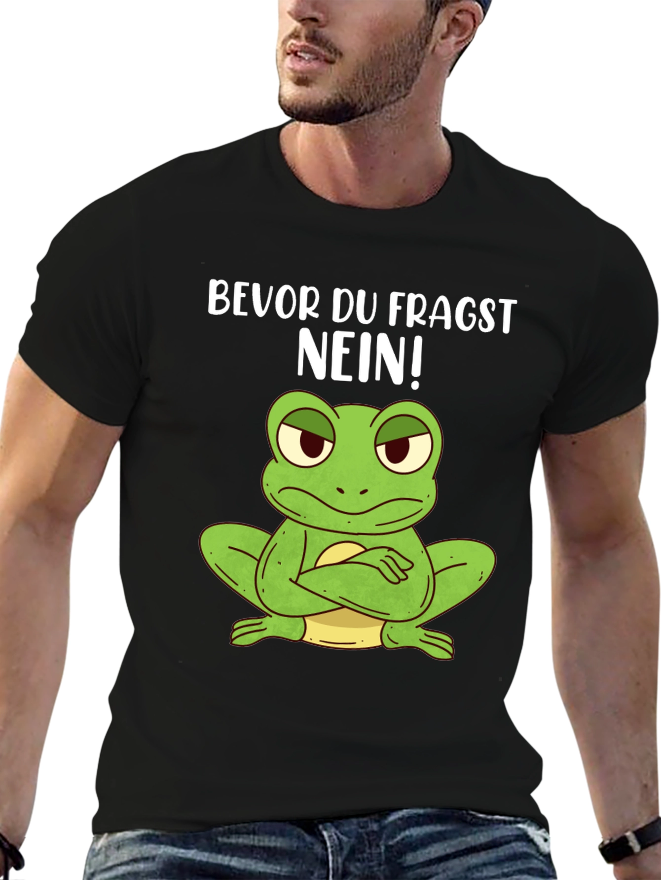 Black Funny Frog T-Shirt - "Bevor Du Fragst NEIN!" view 6