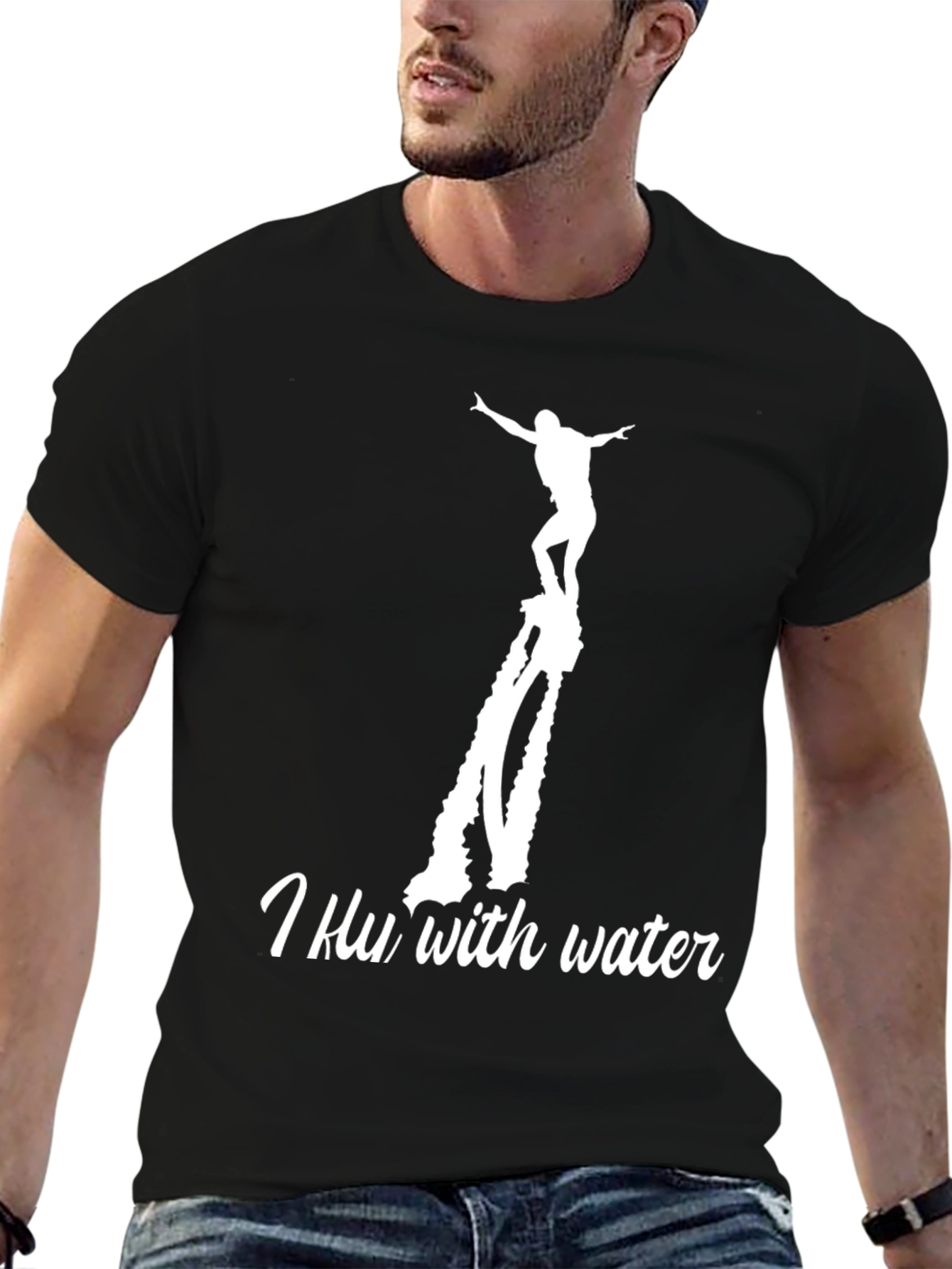 Black I Fly With Water Graphic T-Shirt view 6