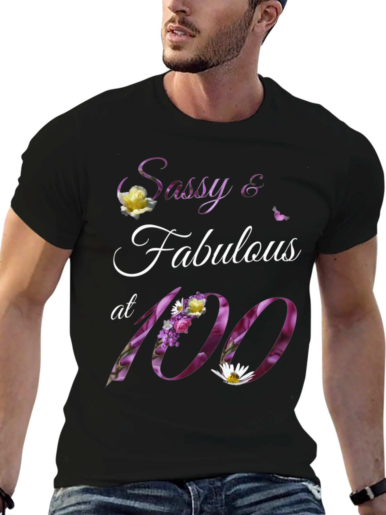 Black Sassy & Fabulous 100th Birthday T-Shirt view 6