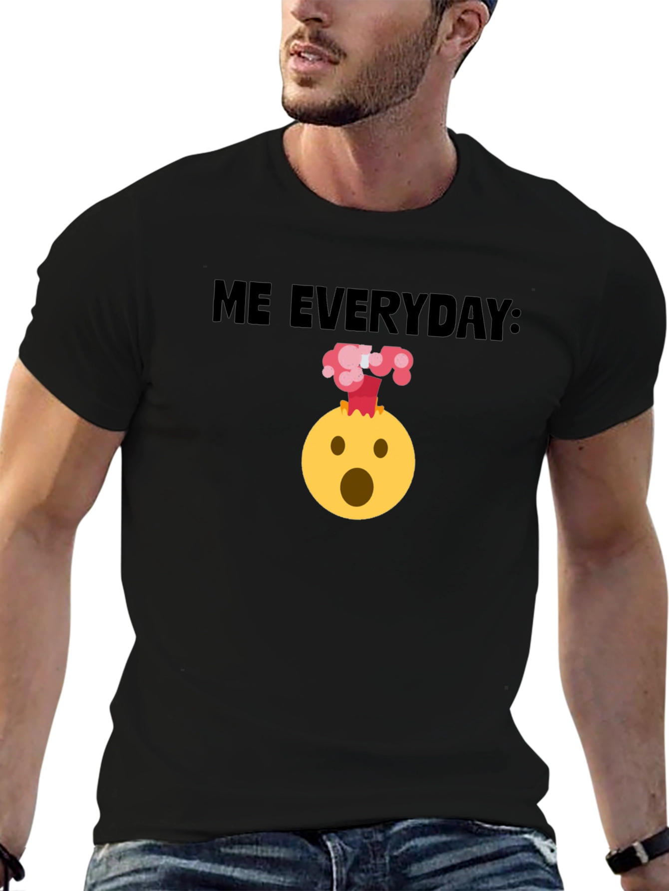 Black Me Everyday: Funny Emoji Black T-Shirt view 6