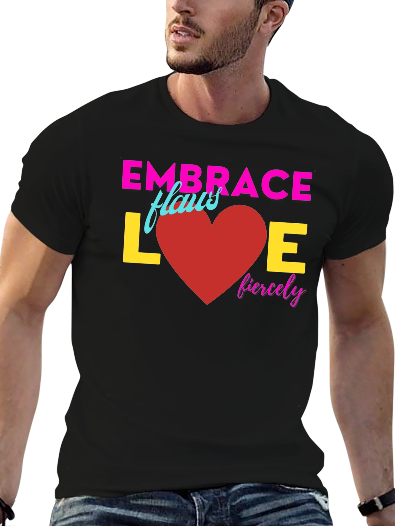 Black Embrace Love Fiercely T-Shirt view 6