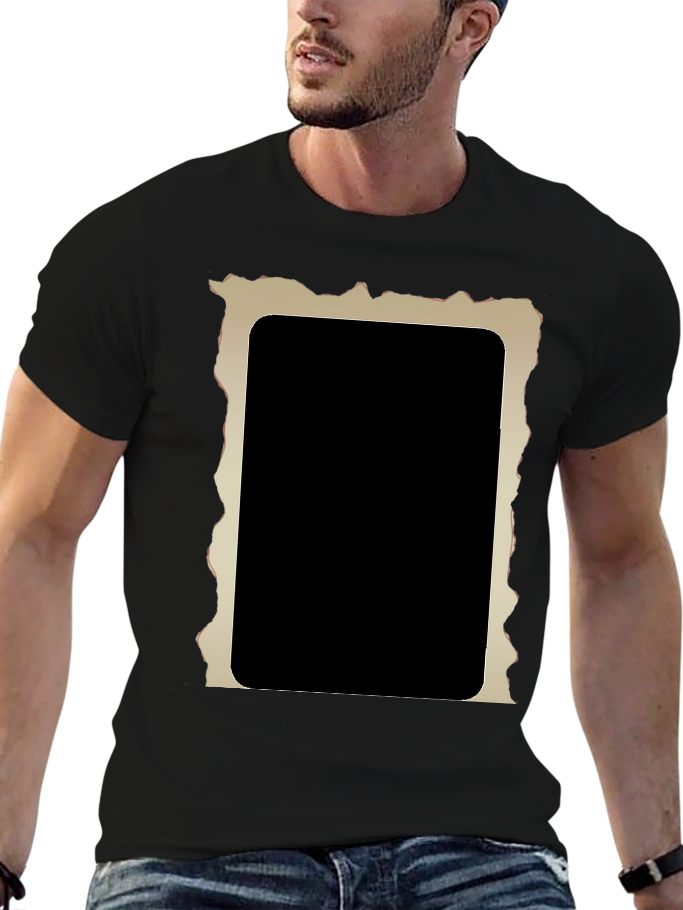 Black Edgy Graphic Tee - Ripped Frame Black Shirt view 6
