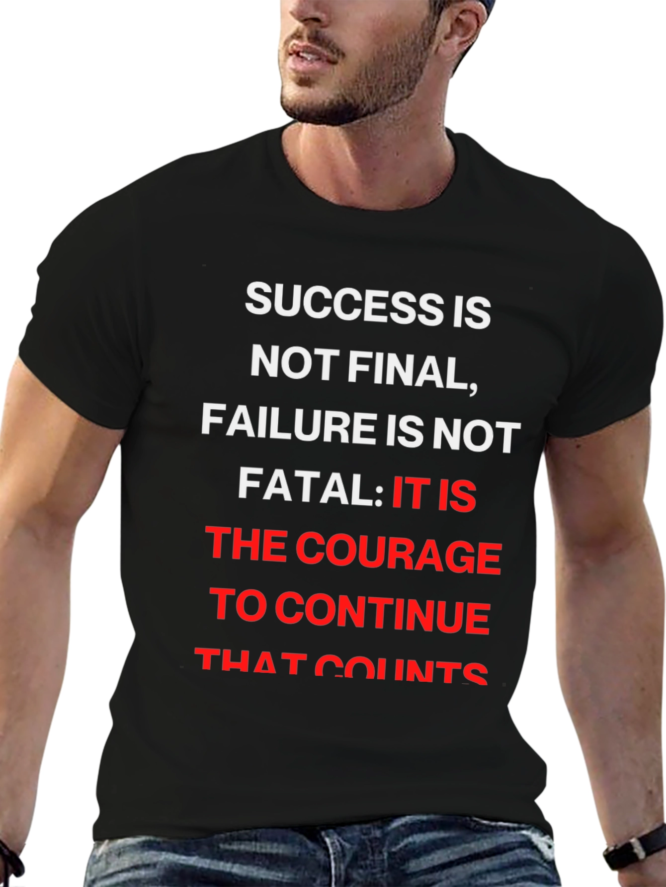 Black Motivational Graphic T-Shirt - Success Quote view 6