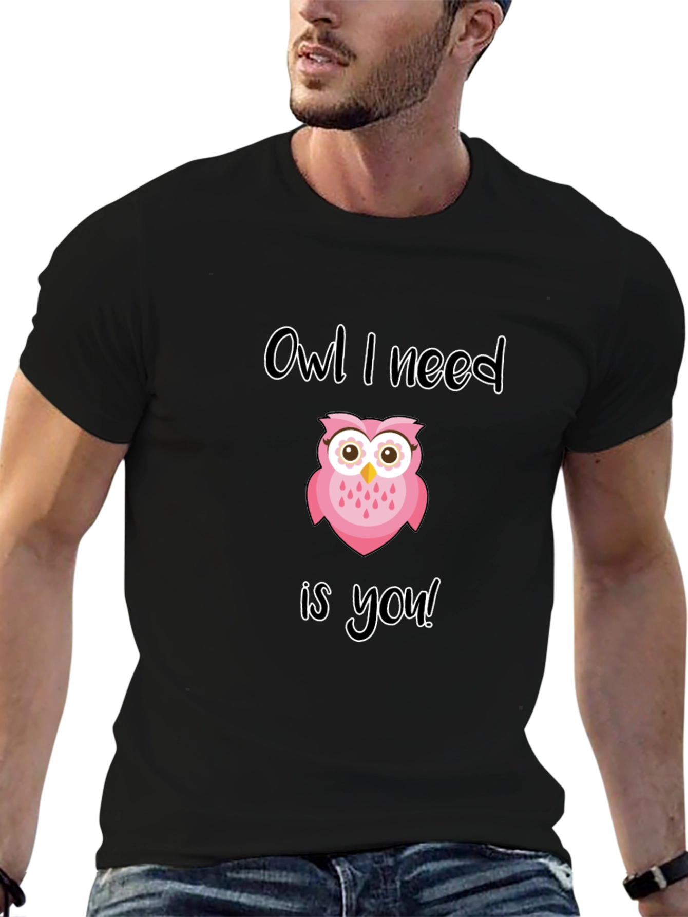 Black Owl I Need Is You Graphic Tee - Black view 6