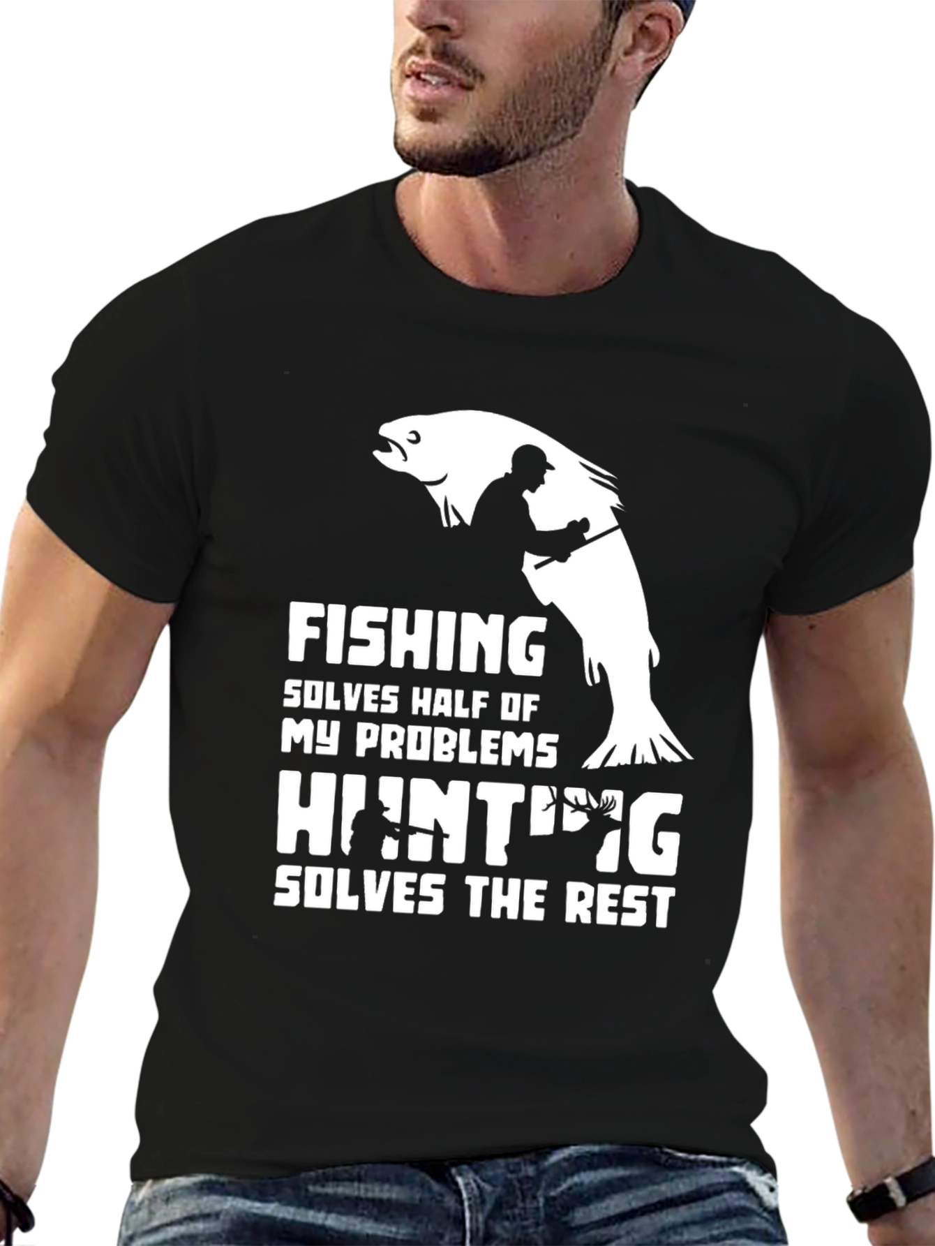 Black Fishing & Hunting T-Shirt - Humor Tee view 6