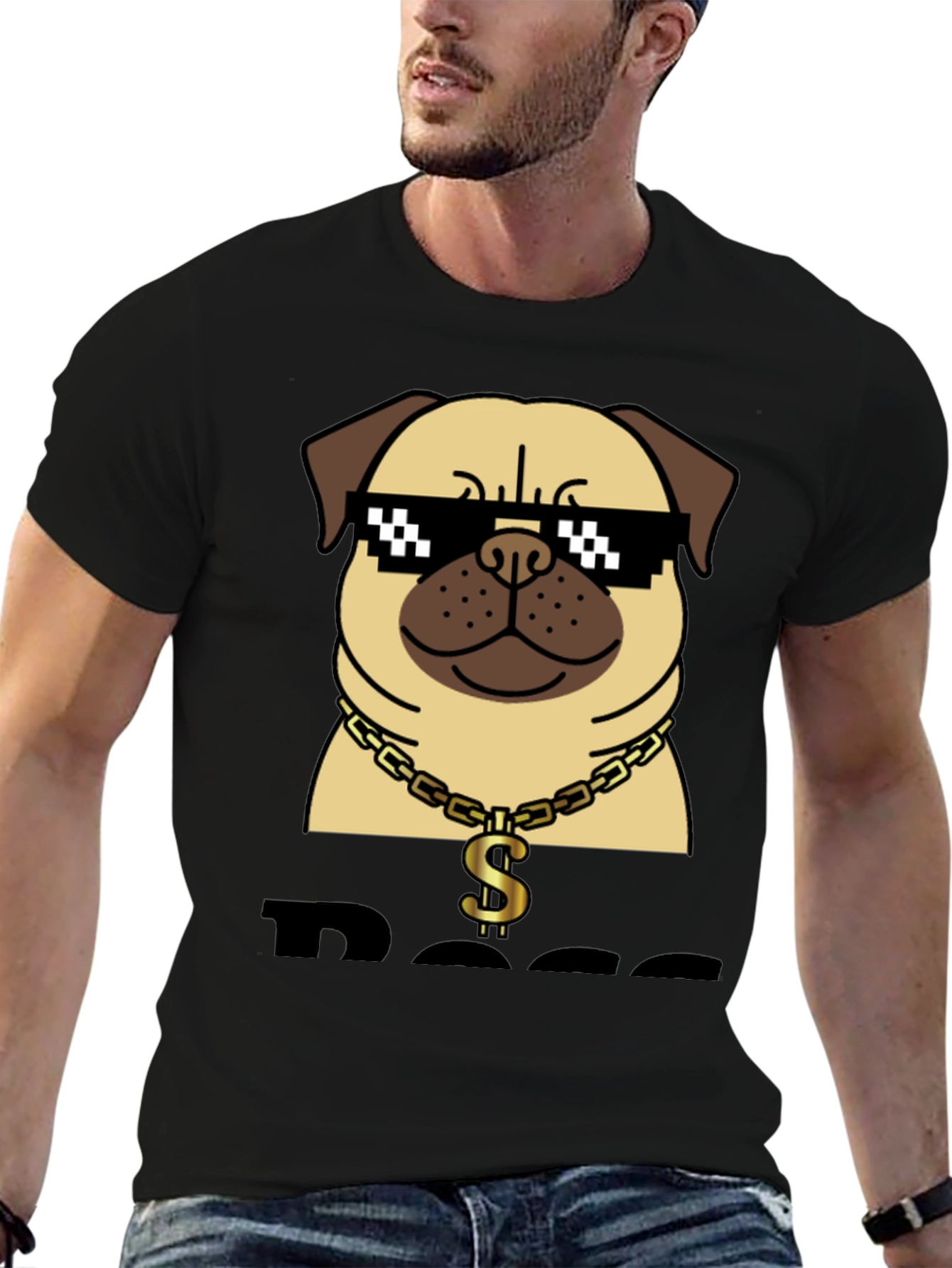 Black Pug Boss T-Shirt - Funny Dog Graphic Tee view 6