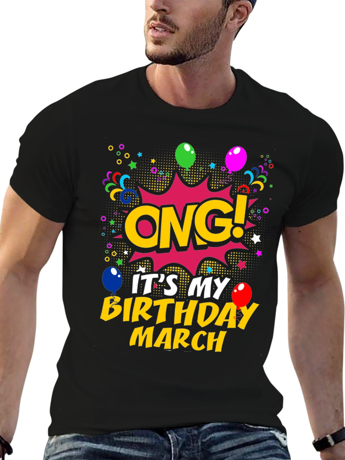 Black ONG! It's My Birthday March T-Shirt view 6