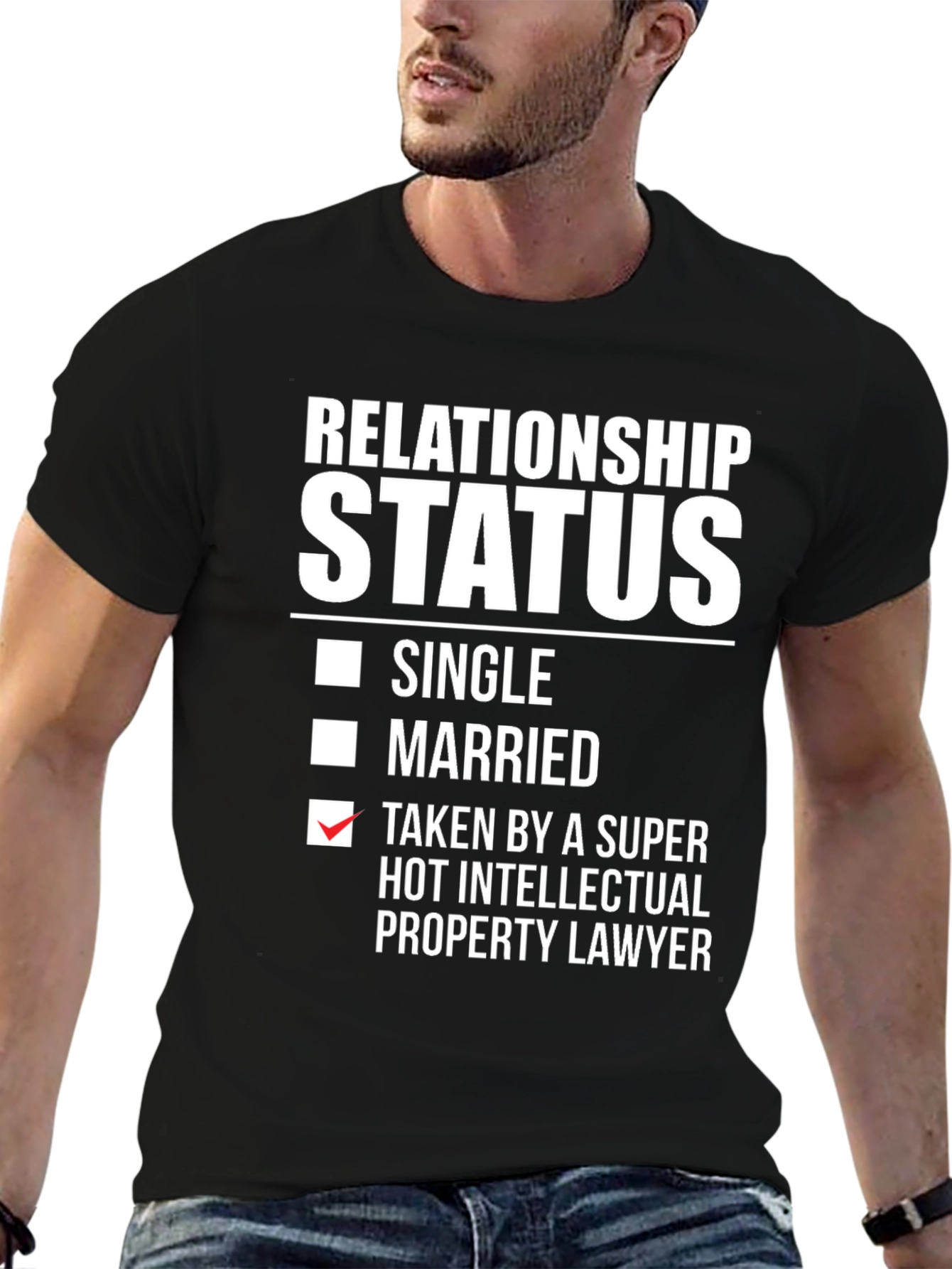Black Relationship Status T-Shirt - Taken by a Lawyer view 6