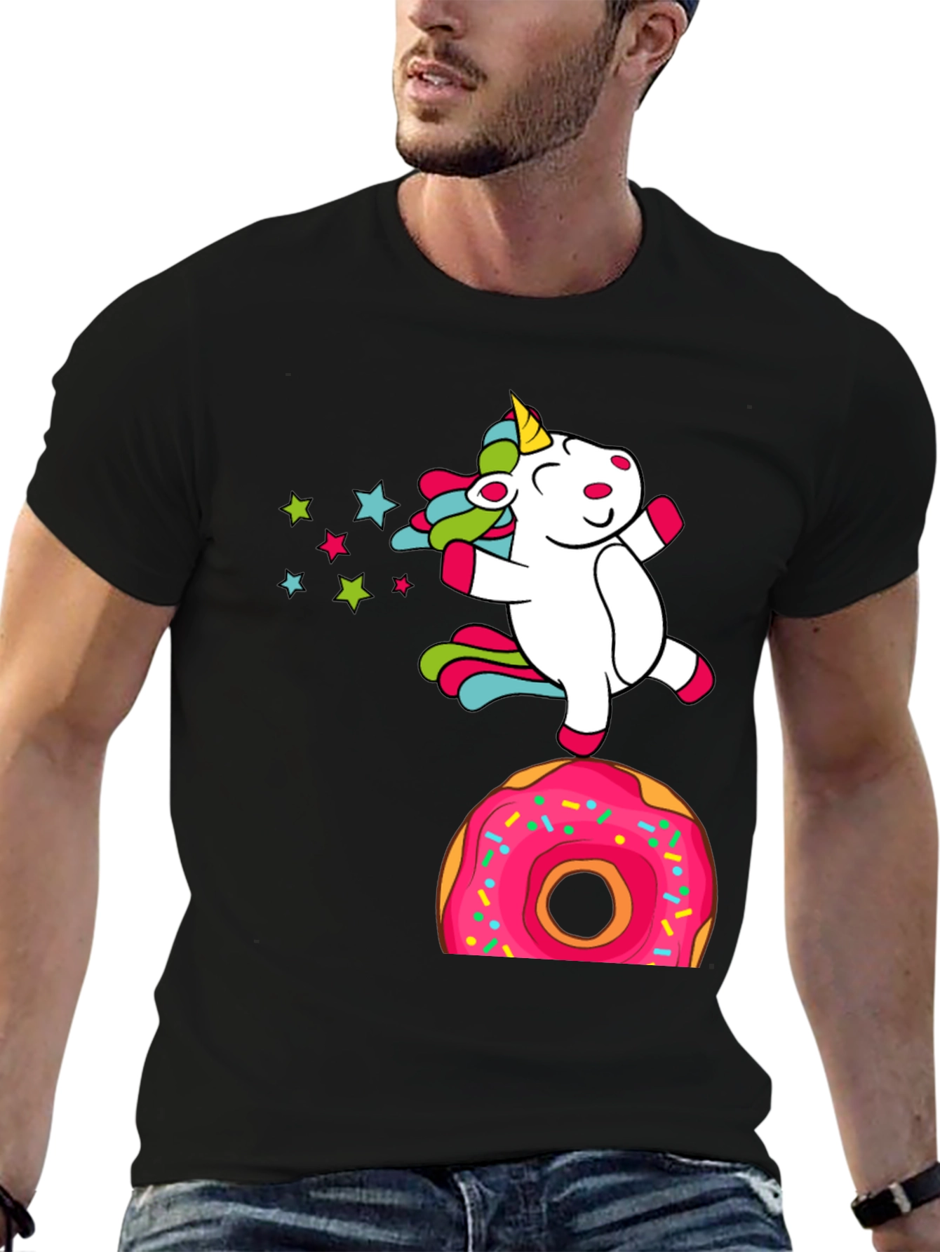 Black Unicorn Donut T-Shirt - Fun Novelty Tee view 6