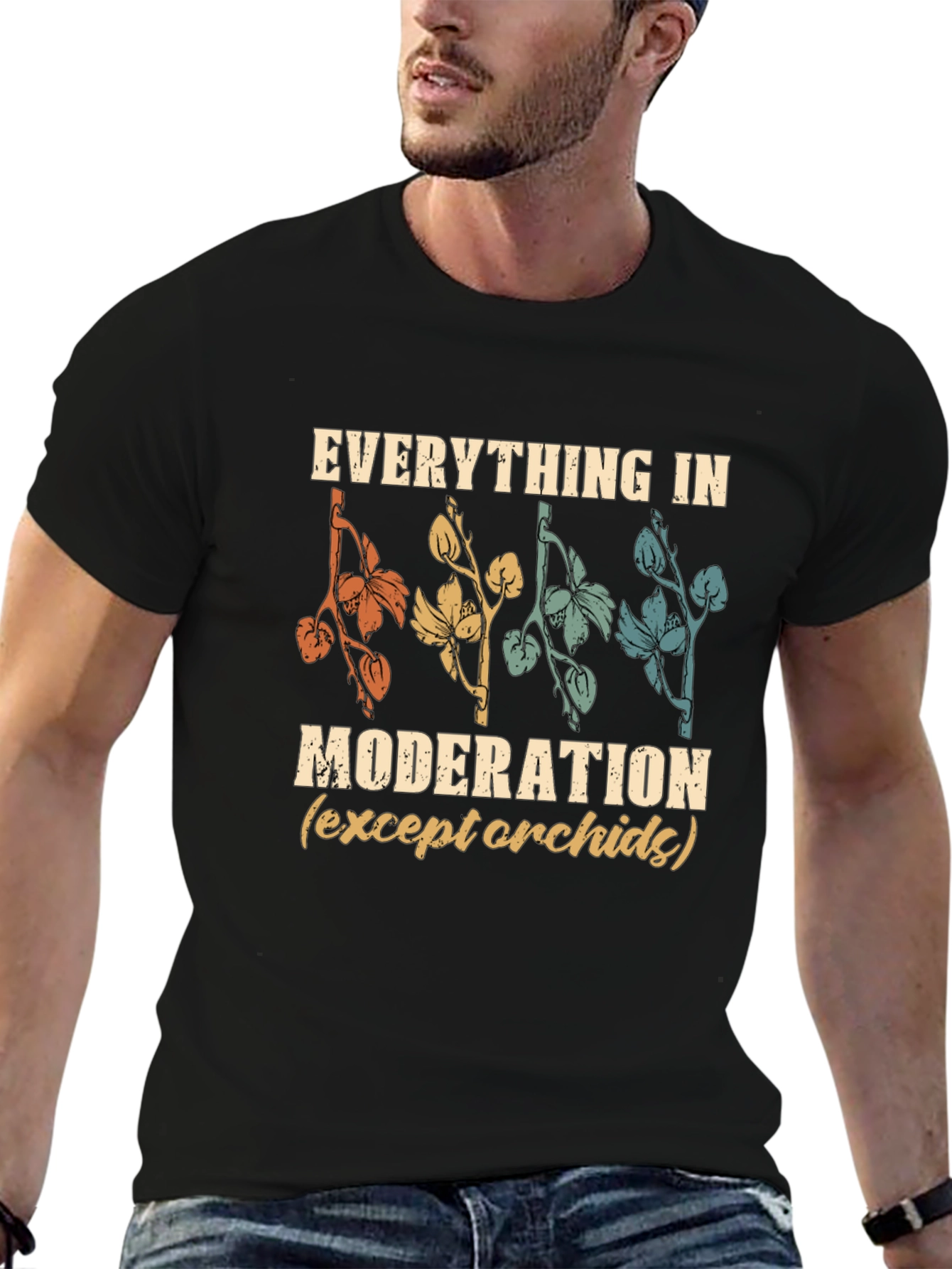 Black Everything in Moderation Orchid T-Shirt view 6