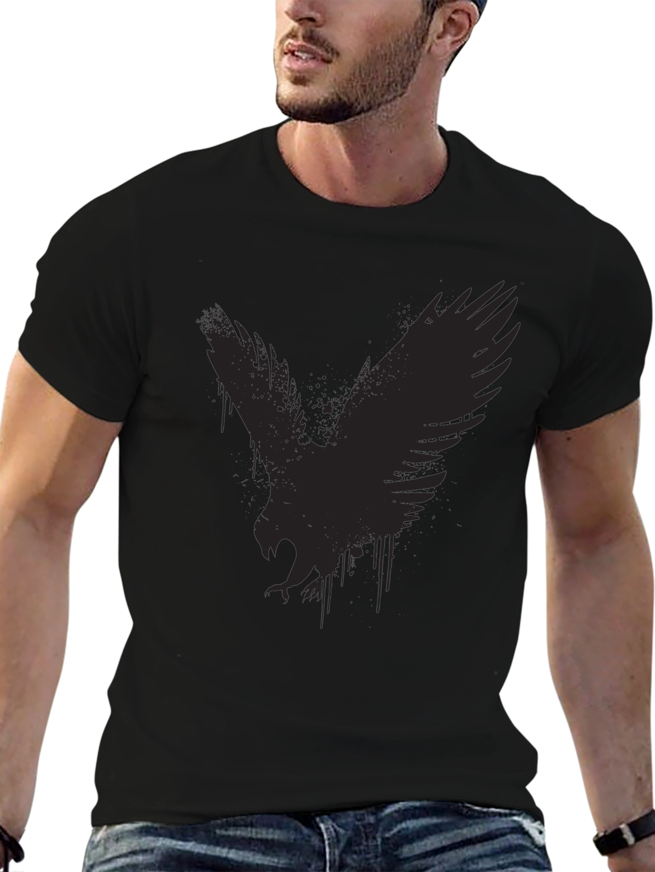Black Black Eagle Graphic Tee - Men's Casual Shirt view 6