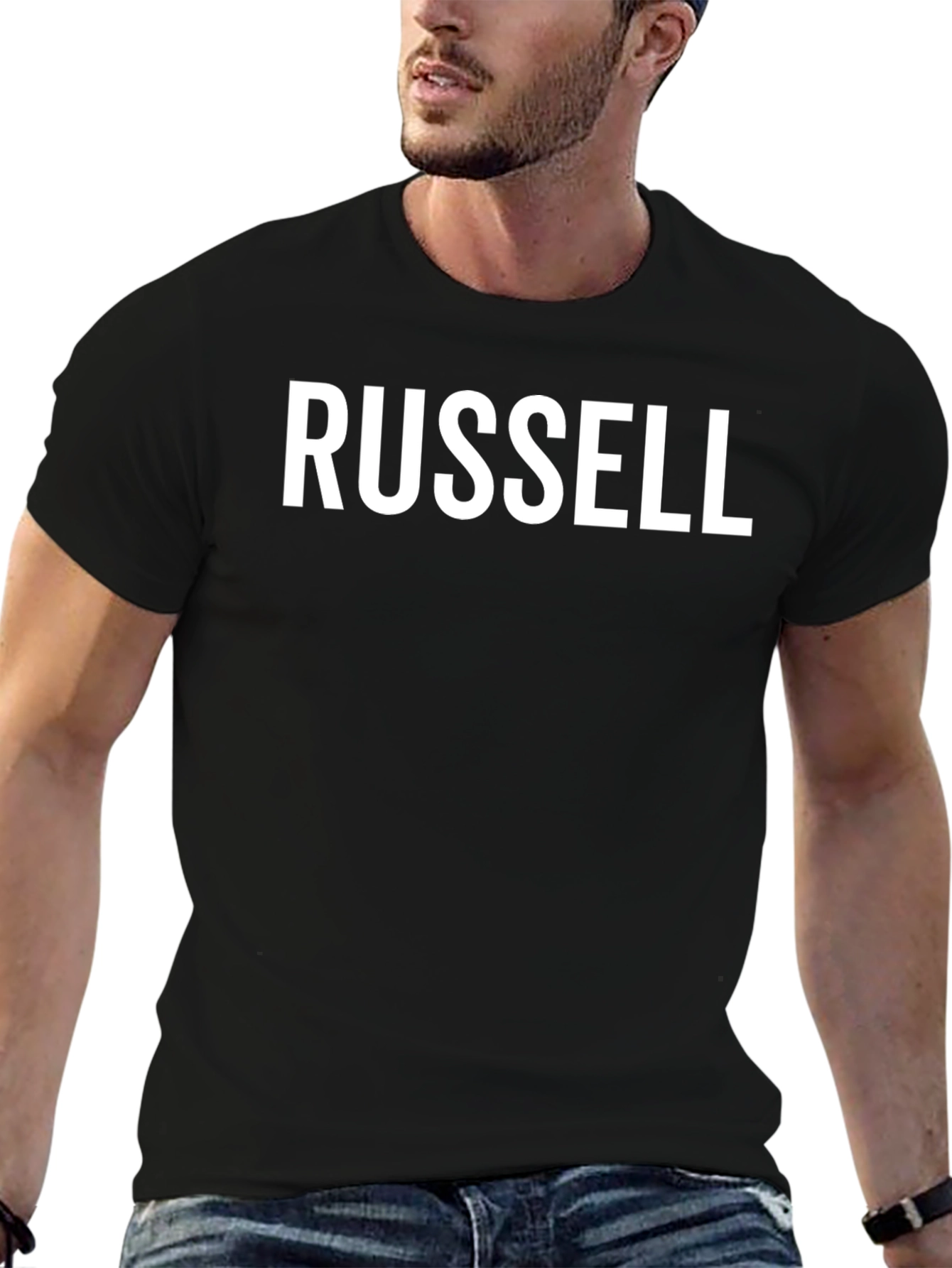Black Russell Black Cotton Blend Tee view 6