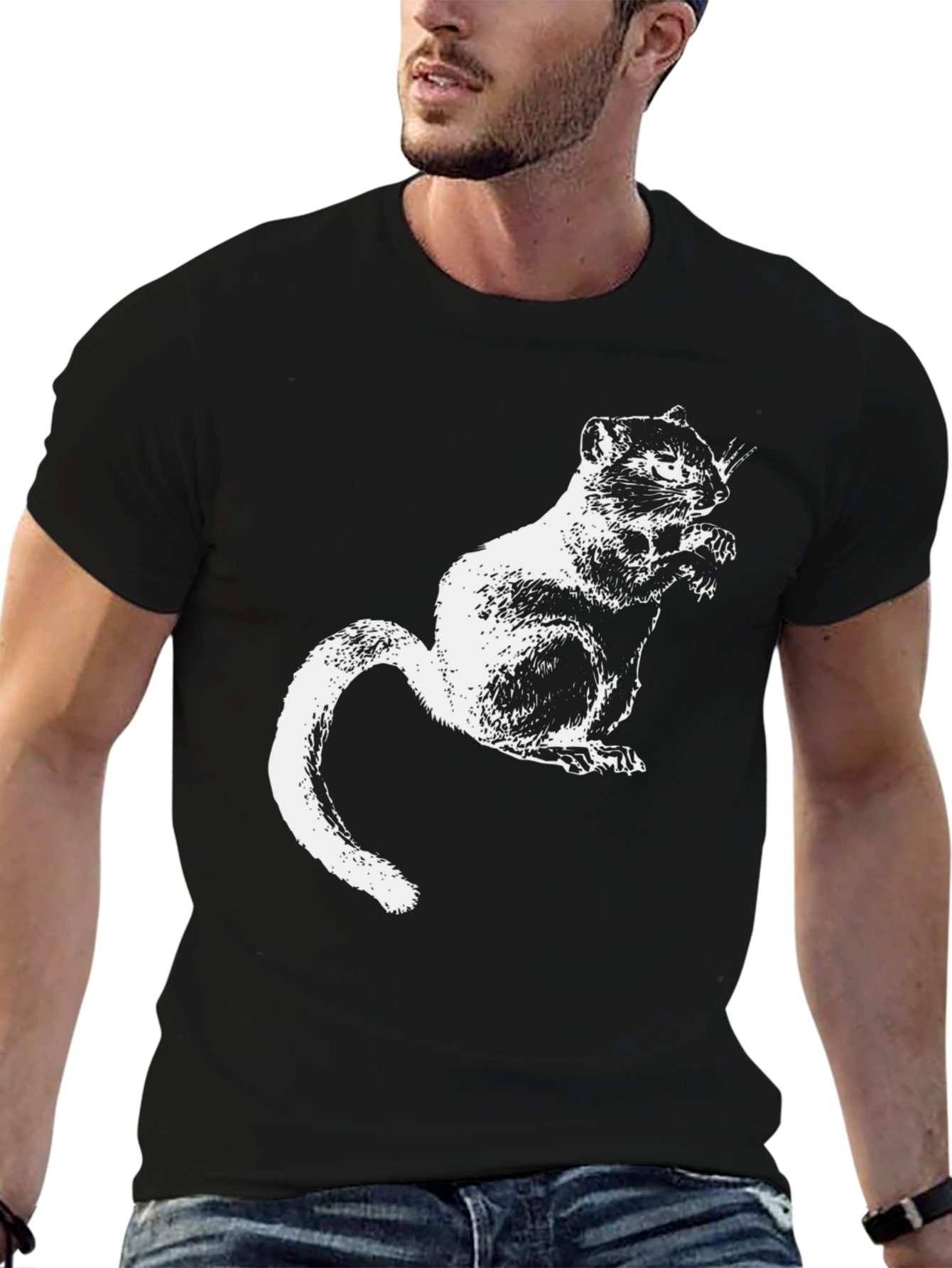 Black Chipmunk Graphic Tee - Unisex Black T-Shirt view 6