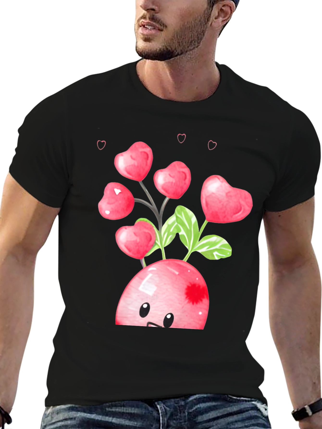 Black Heart Cherry Valentine's Day Graphic Tee view 6