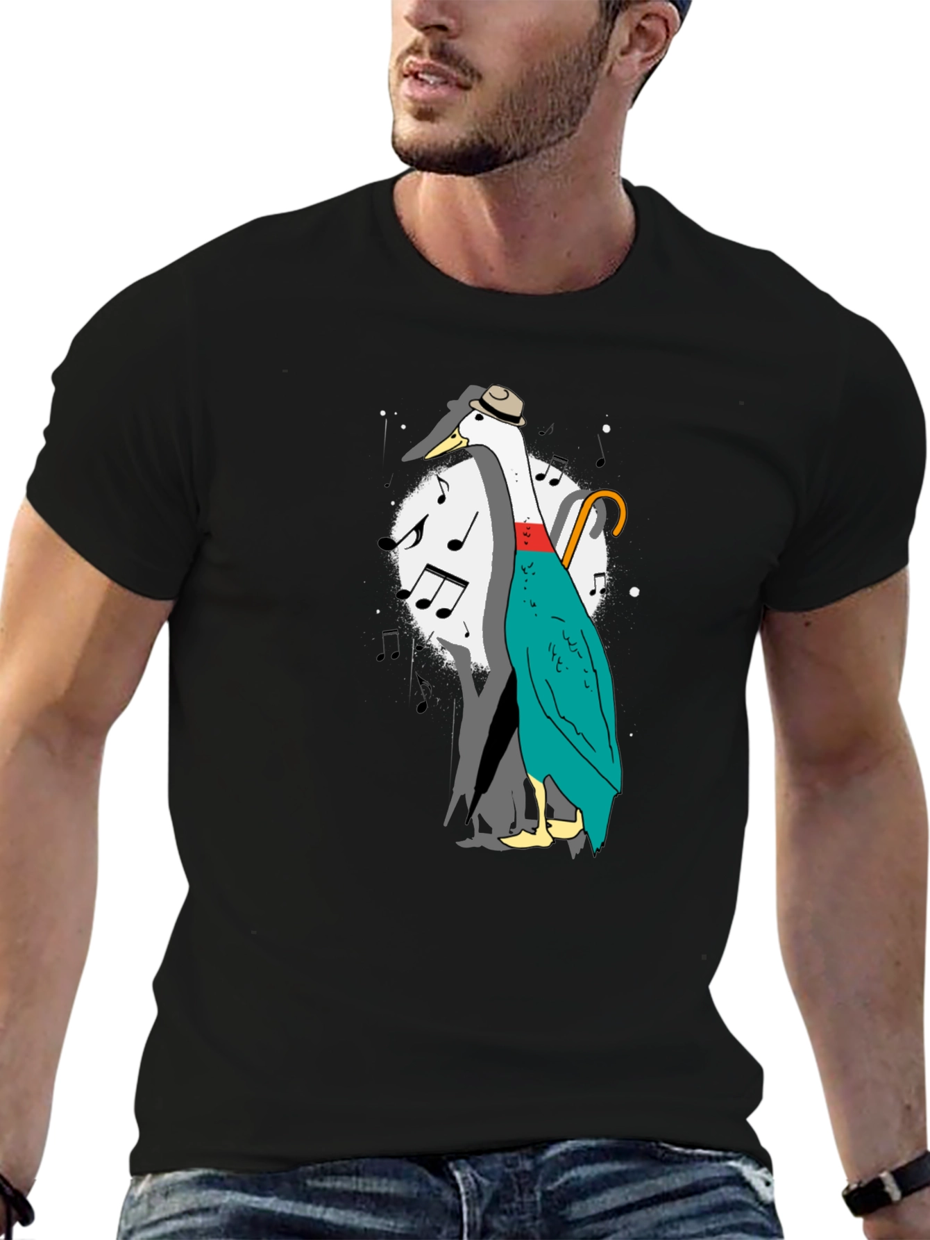 Black Musical Duck Graphic Tee - Quirky Fun Shirt view 6