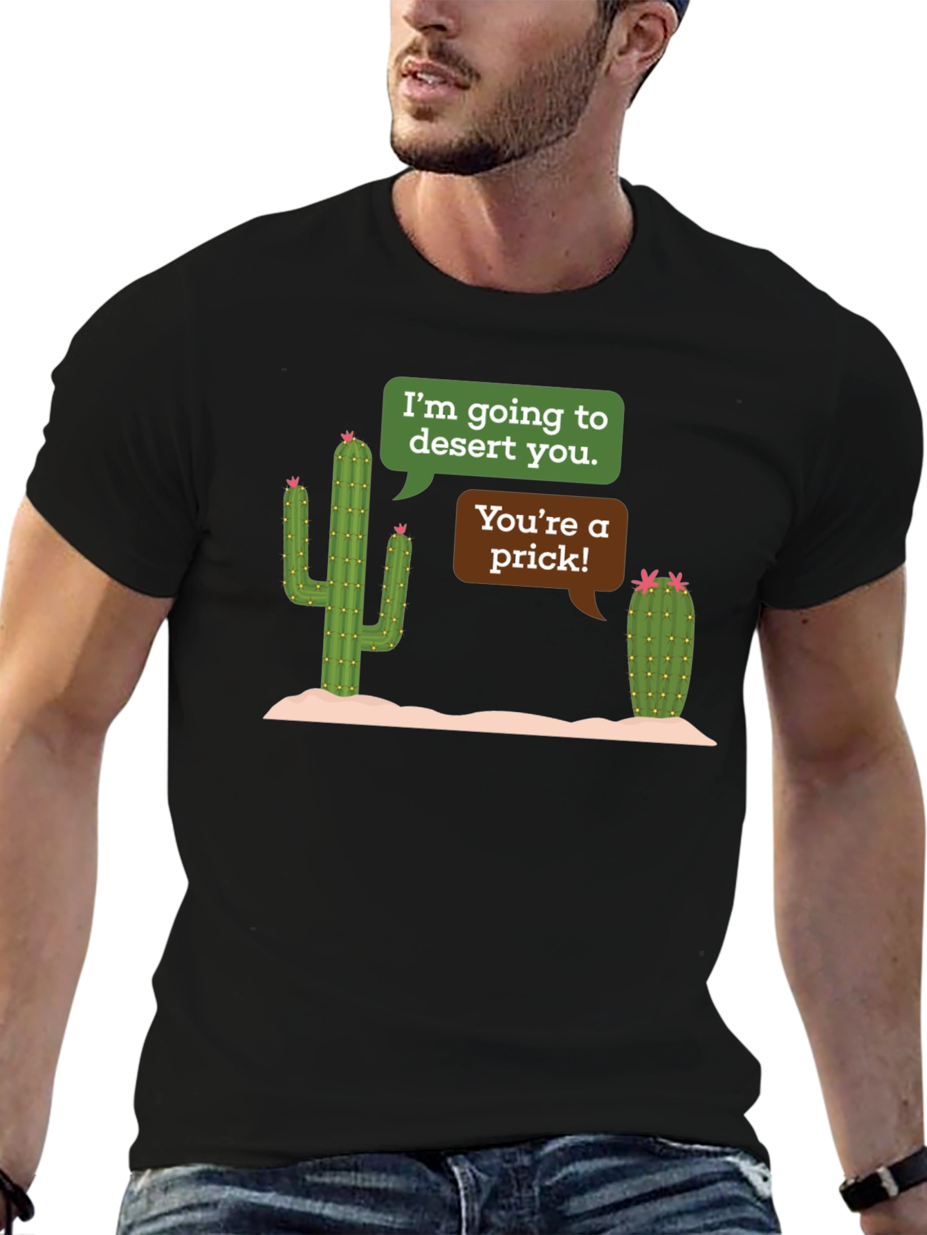 Black Desert You Cactus Humor Black T-Shirt view 6