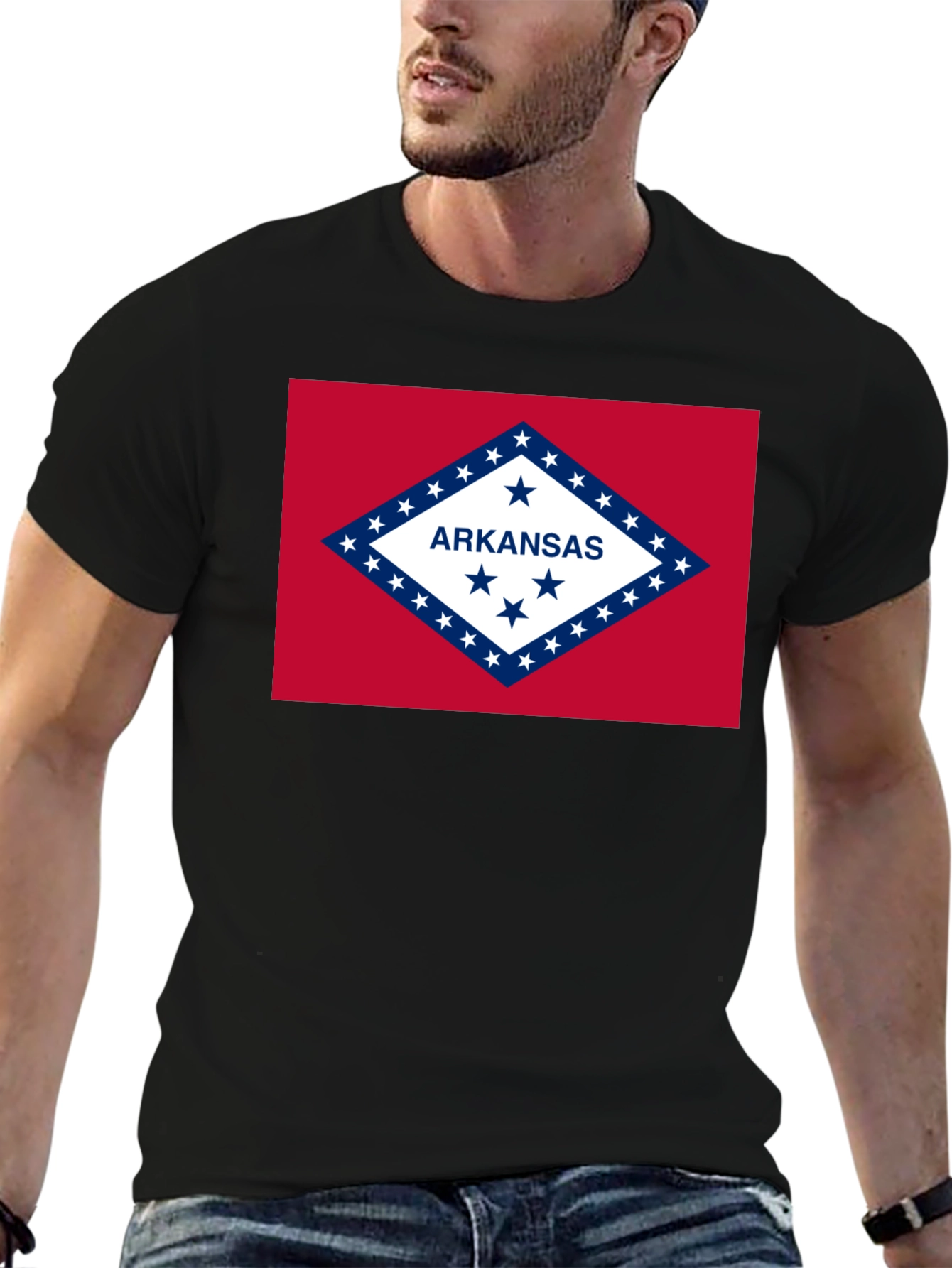 Black Arkansas Flag T-Shirt, State Pride Tee view 6