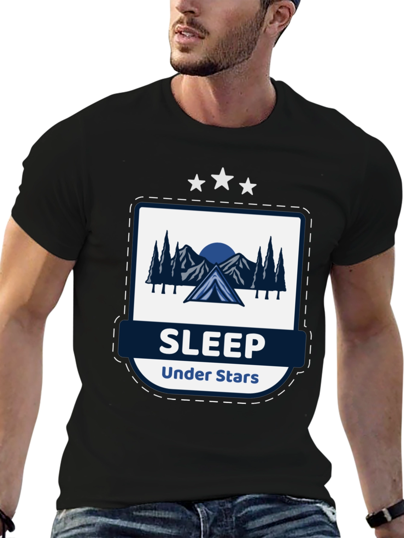Black Sleep Under Stars Graphic T-Shirt view 6
