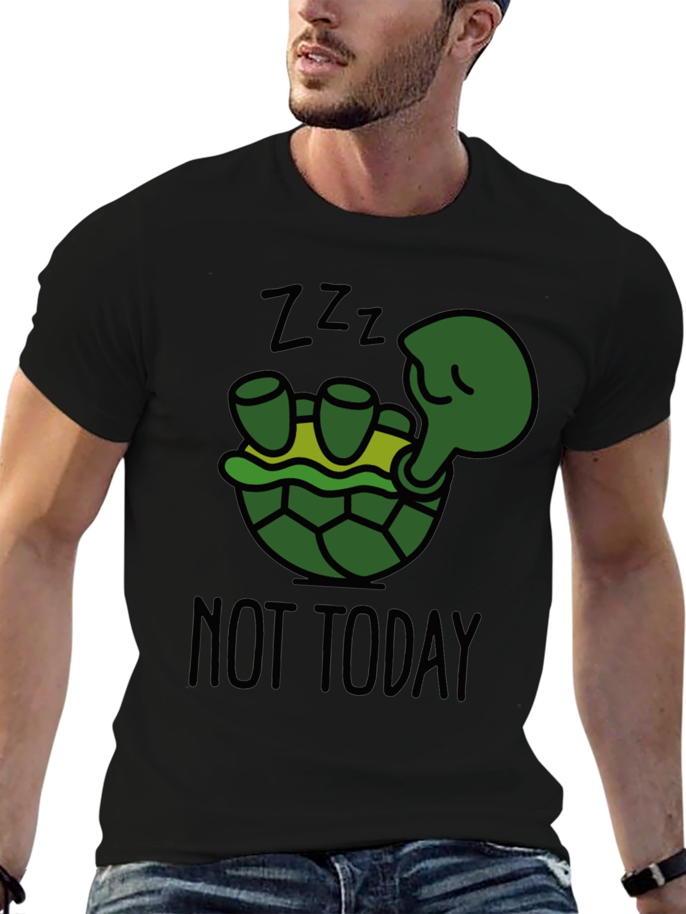 Black Lazy Turtle T-Shirt - Not Today view 6