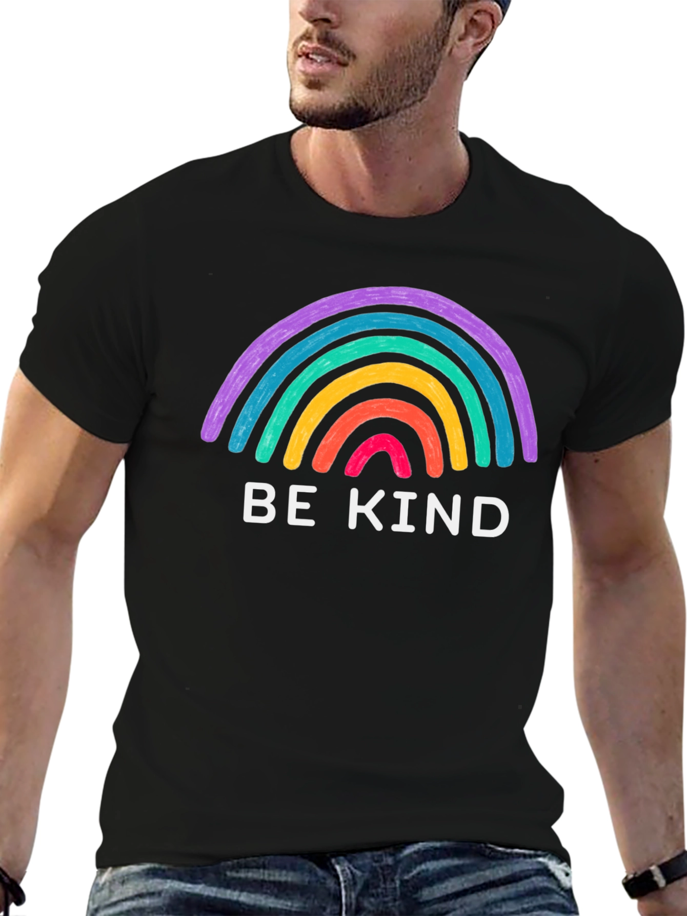 Black Be Kind Rainbow Graphic Tee - Black T-Shirt view 6