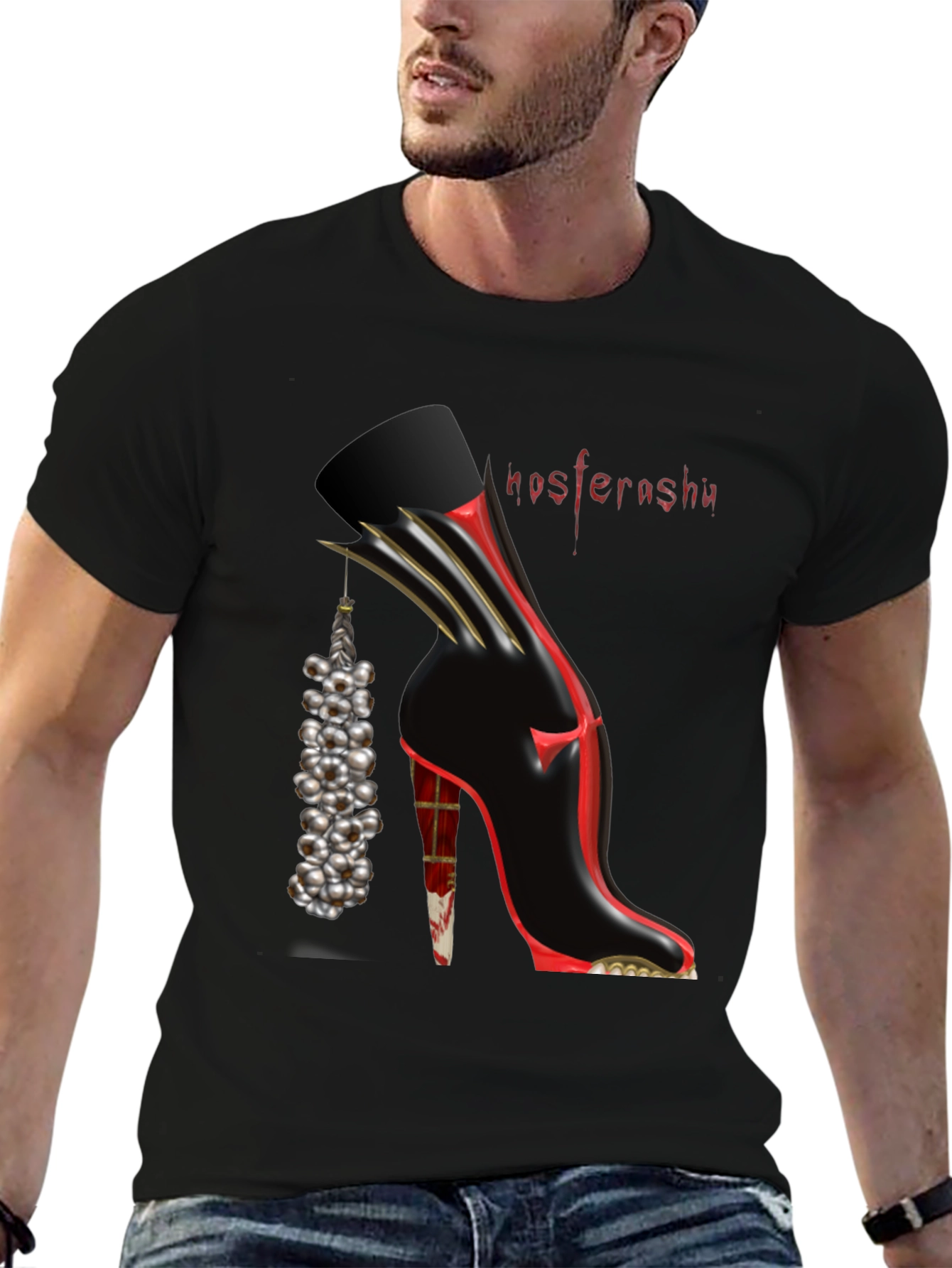 Black Nosferashu Graphic T-Shirt view 6