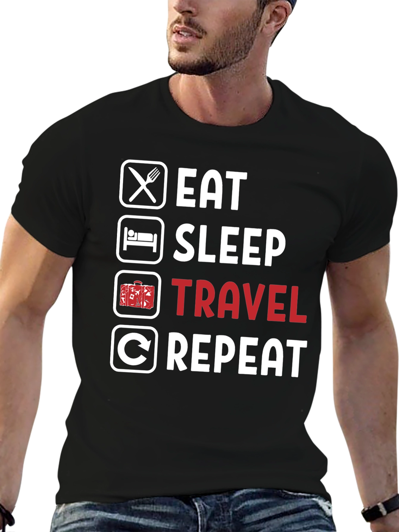 Eat Sleep Travel Repeat T-Shirt - Adventure Awaits! - 6