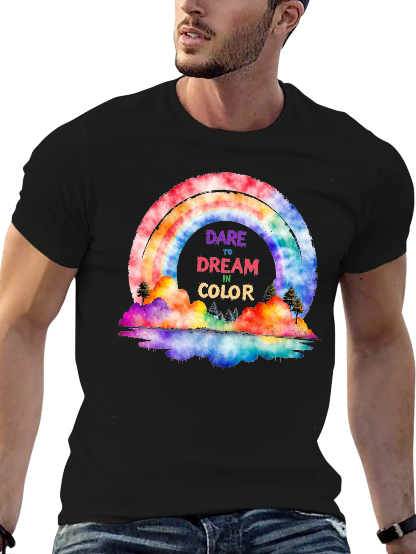 Black Dare to Dream Rainbow Graphic Tee view 6
