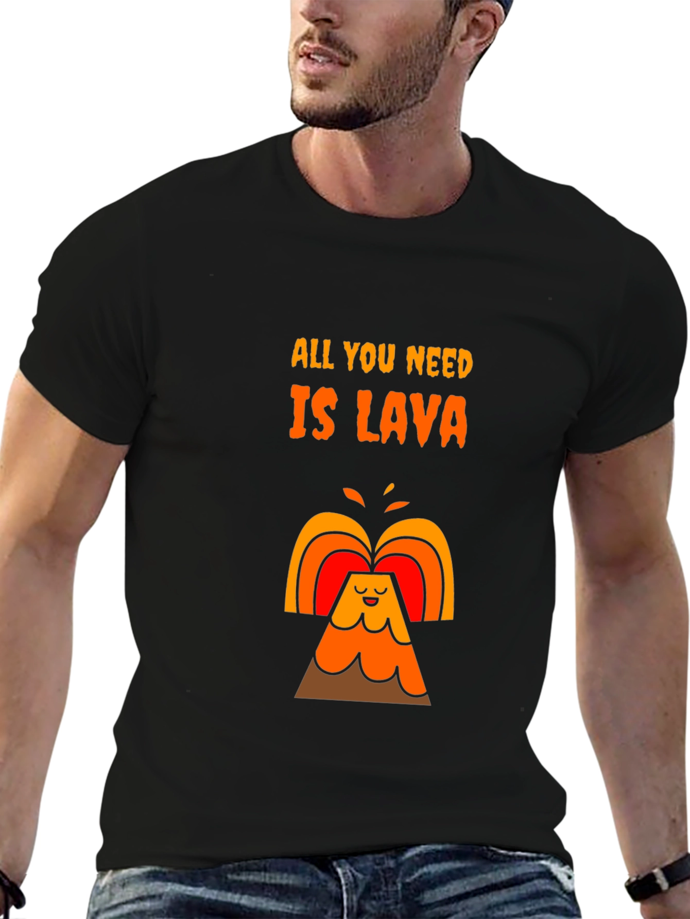 Black Funny Lava T-Shirt - All You Need Is Lava Volcano Tee view 6