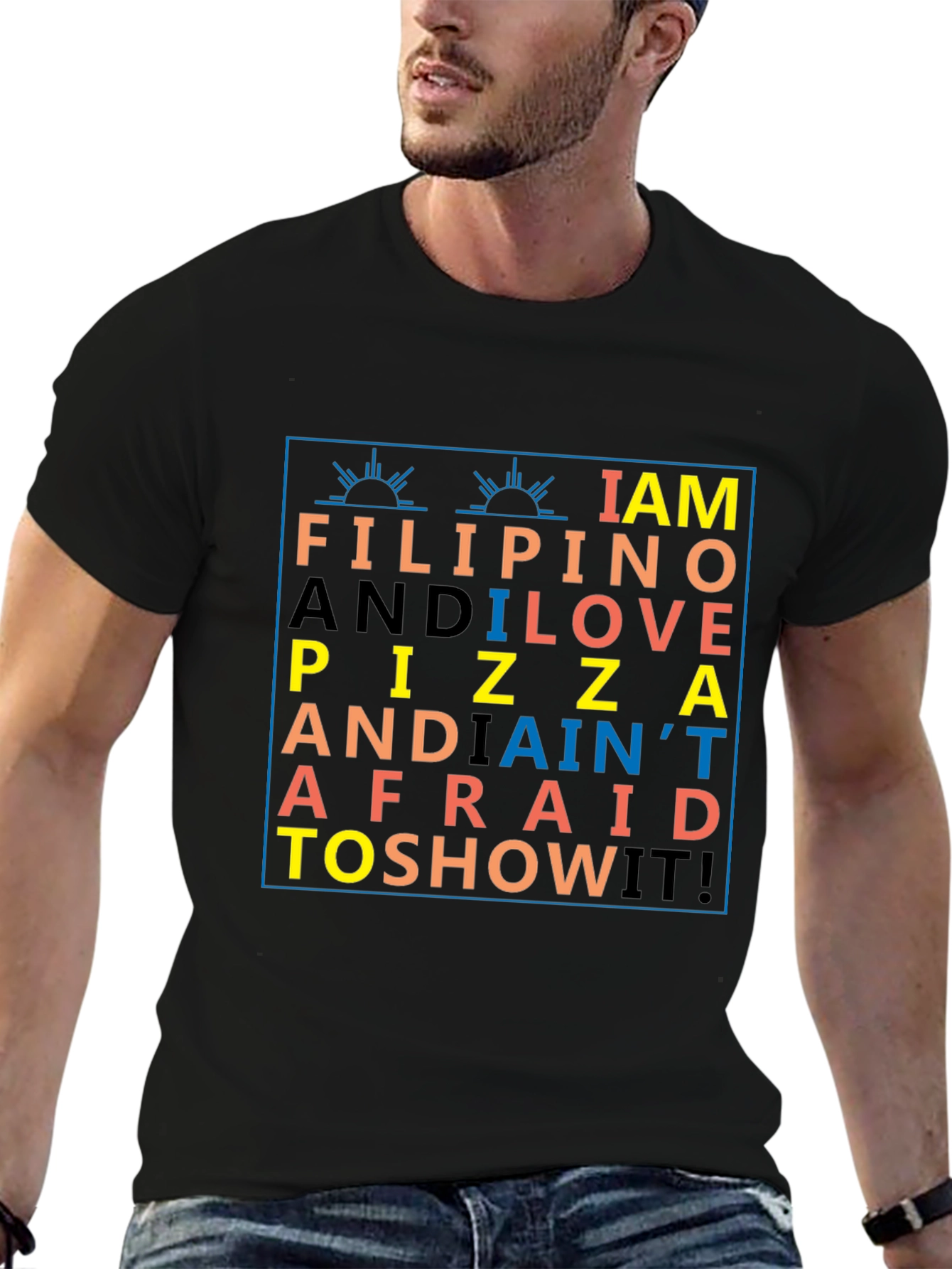Black Filipino Pizza Lover Graphic Tee view 6