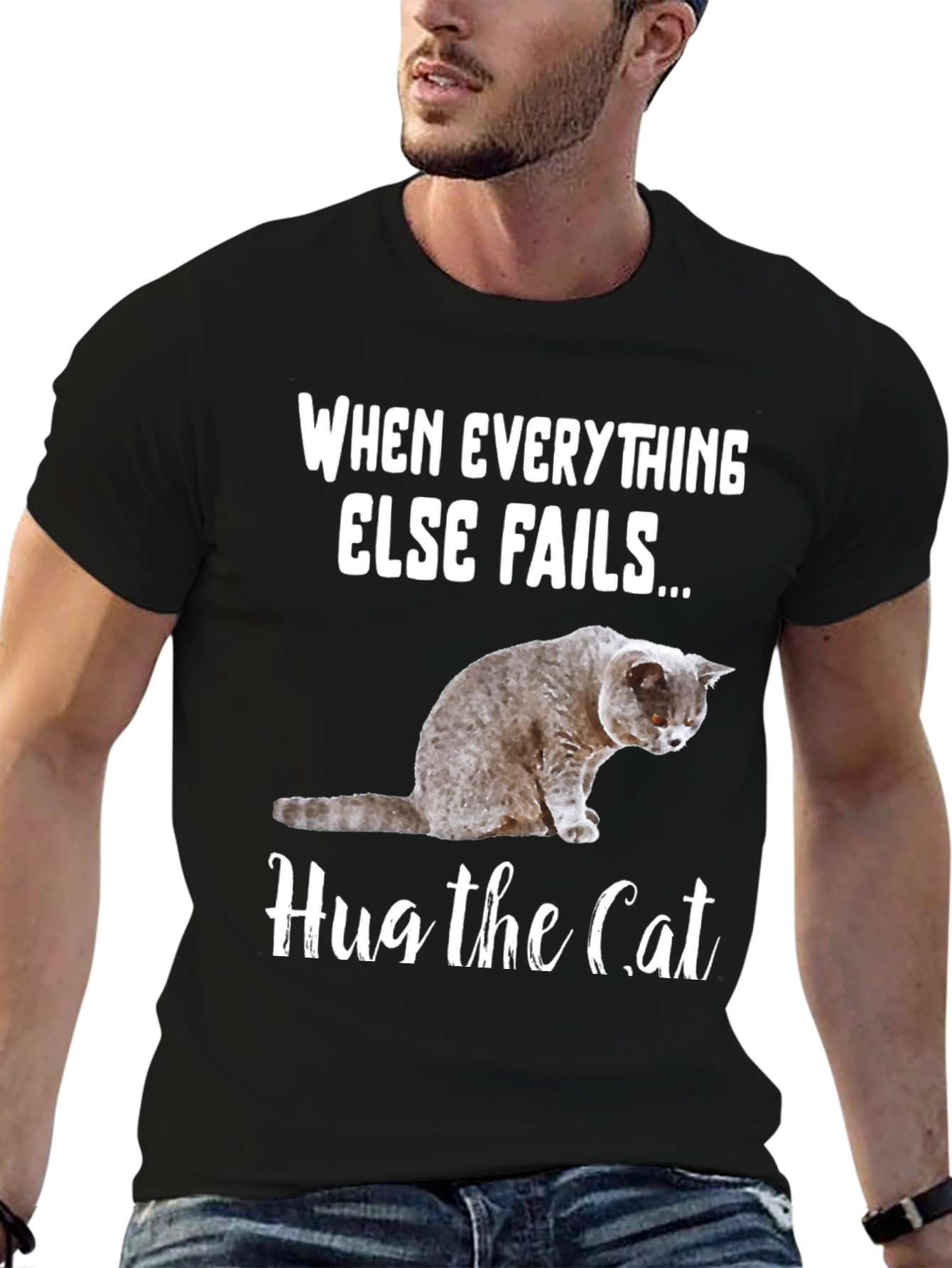 Black Hug the Cat T-Shirt: When Everything Else Fails... view 6