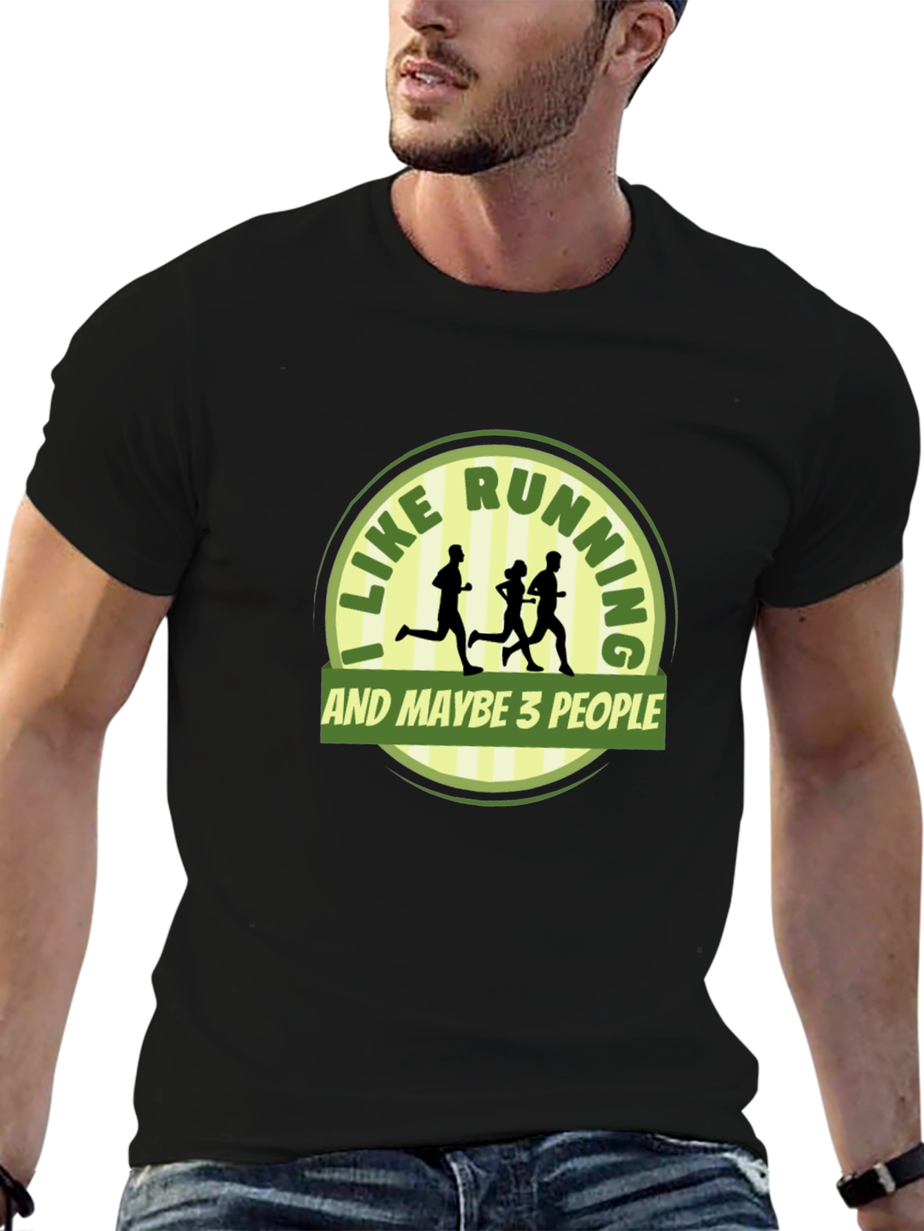 Black Funny Running T-Shirt - I Like Running & Maybe 3 People view 6